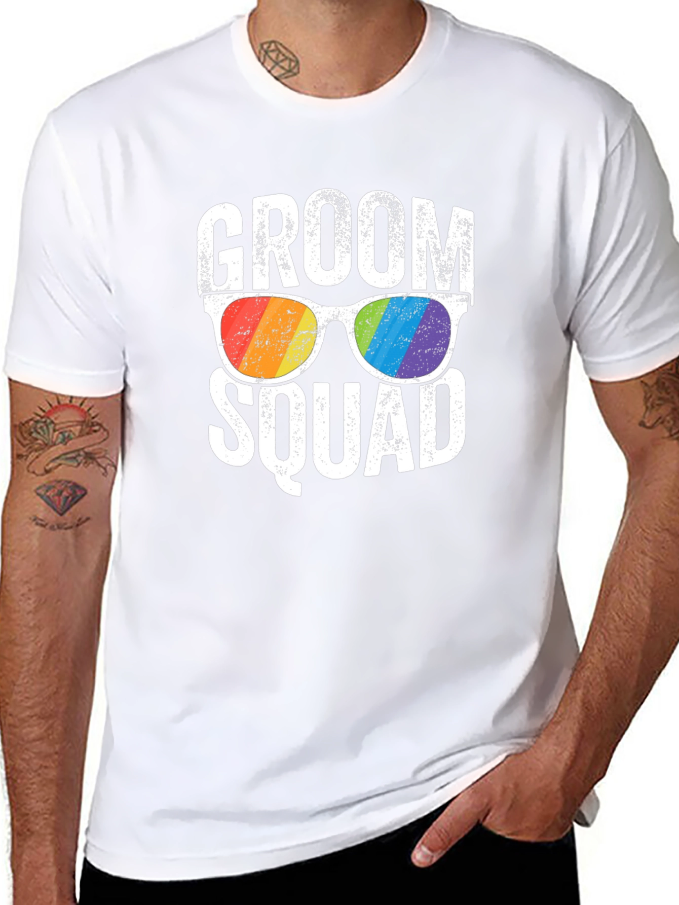 Groom Squad Rainbow Sunglasses T-Shirt