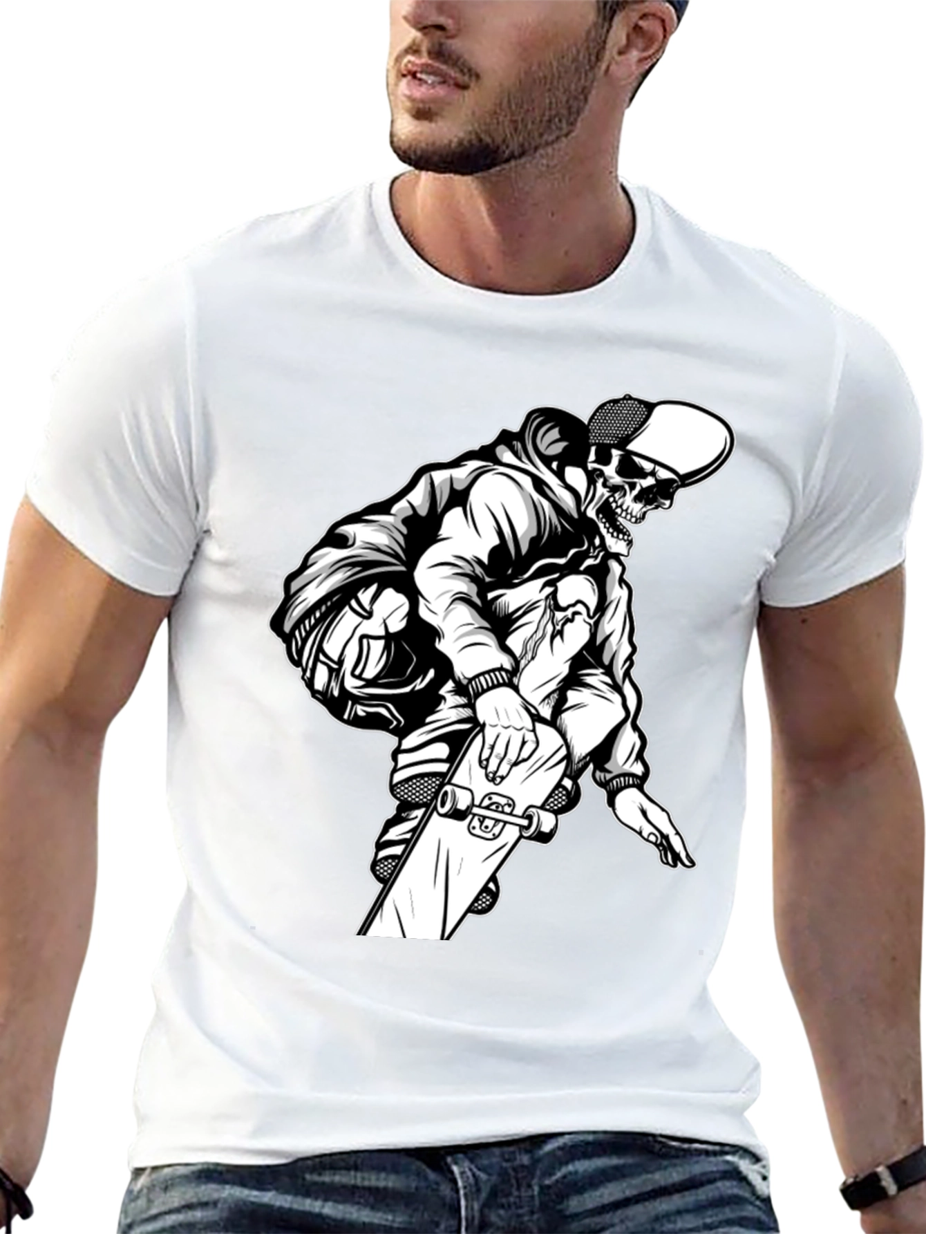 Skateboard Skeleton Graphic T-Shirt