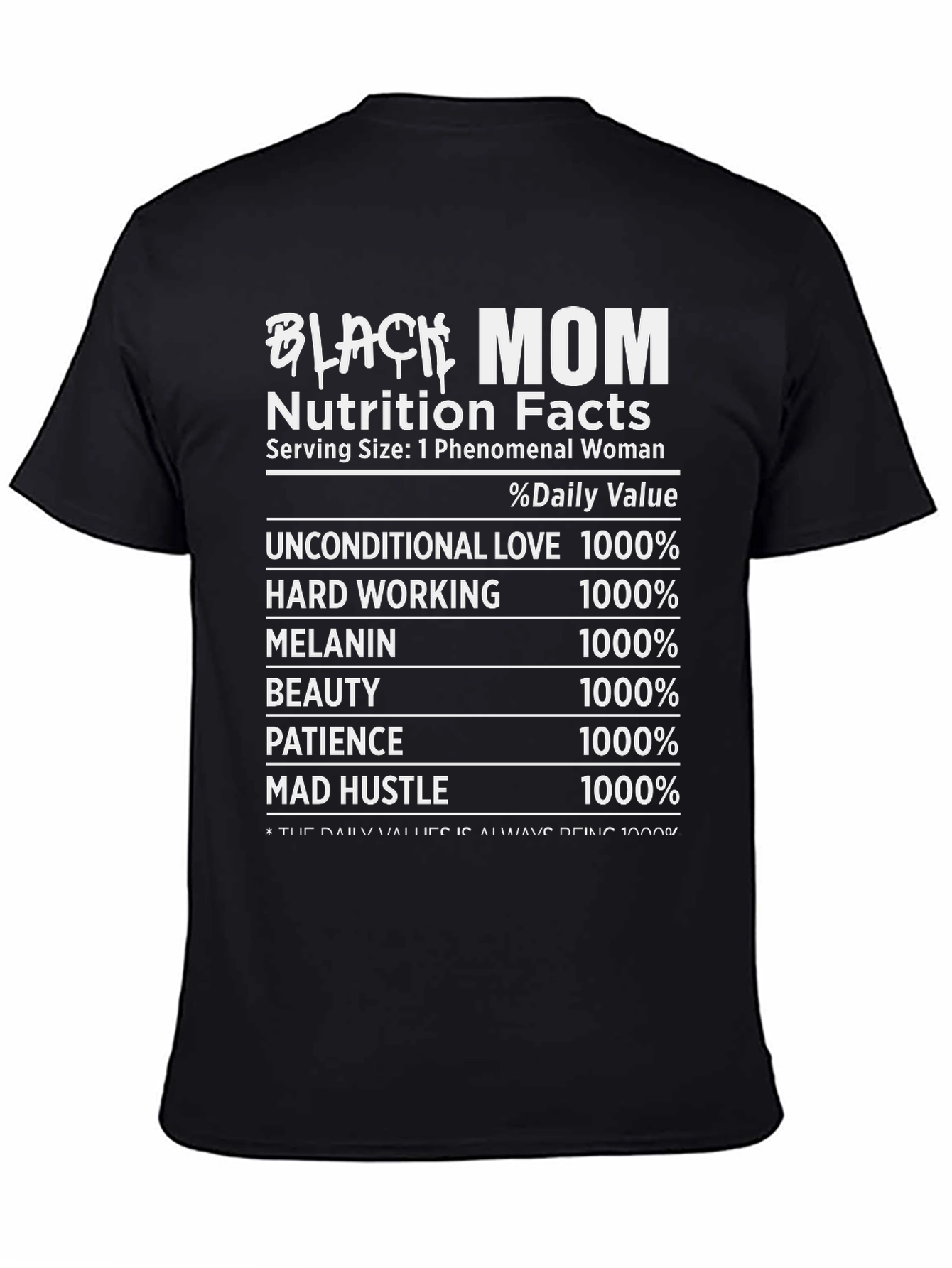 Black Mom Nutrition Facts Graphic Tee