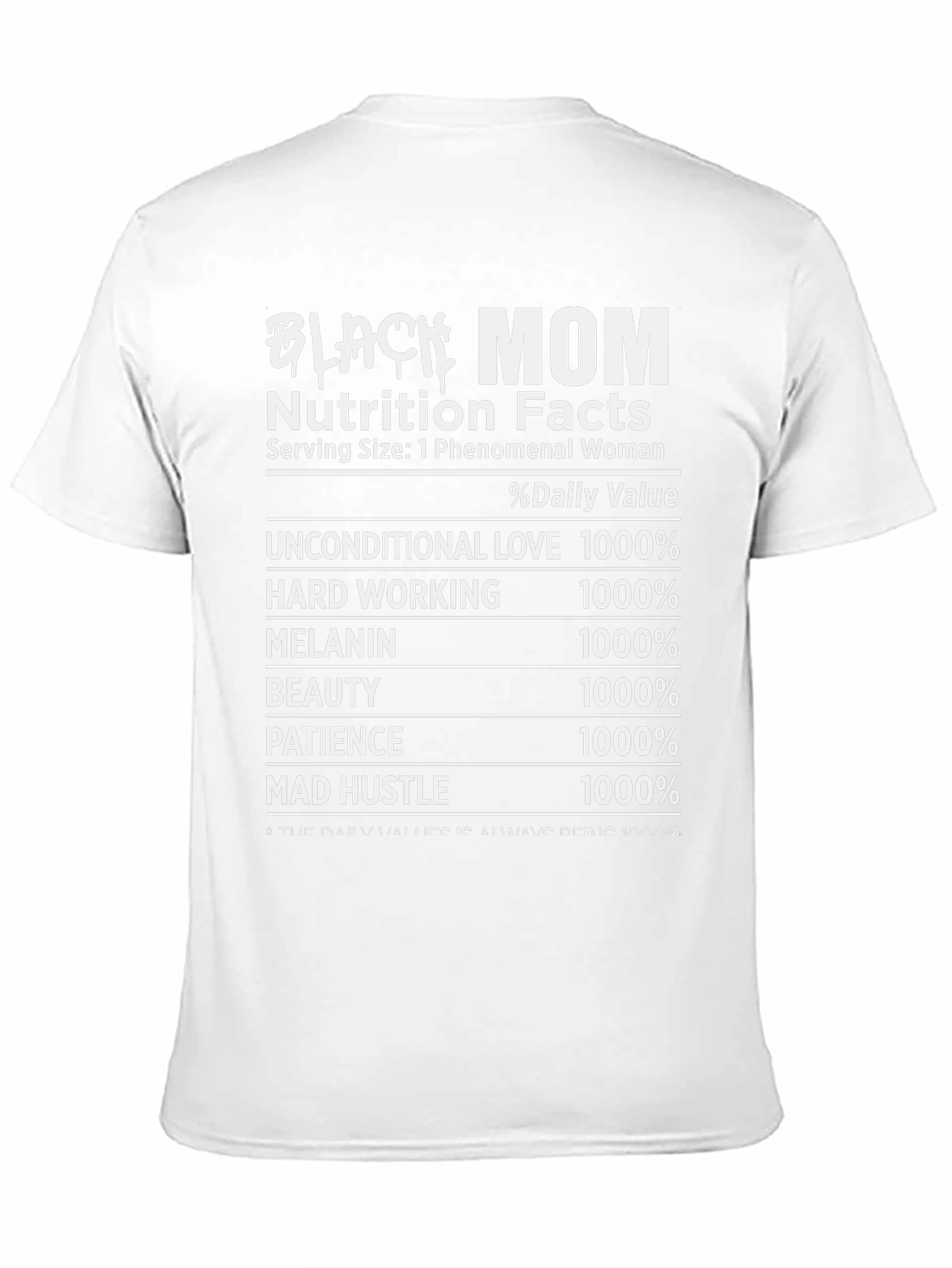 Black Mom Nutrition Facts Graphic Tee