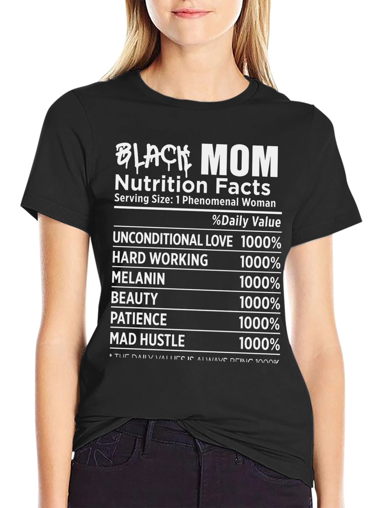 Black Mom Nutrition Facts Graphic Tee