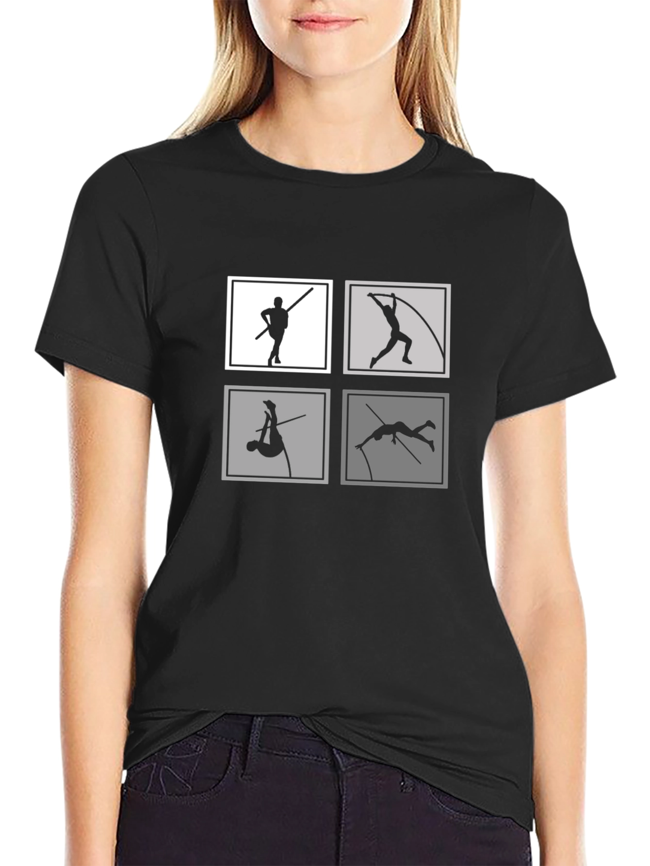 Pole Vault Silhouette Tee - Black Graphic T-Shirt