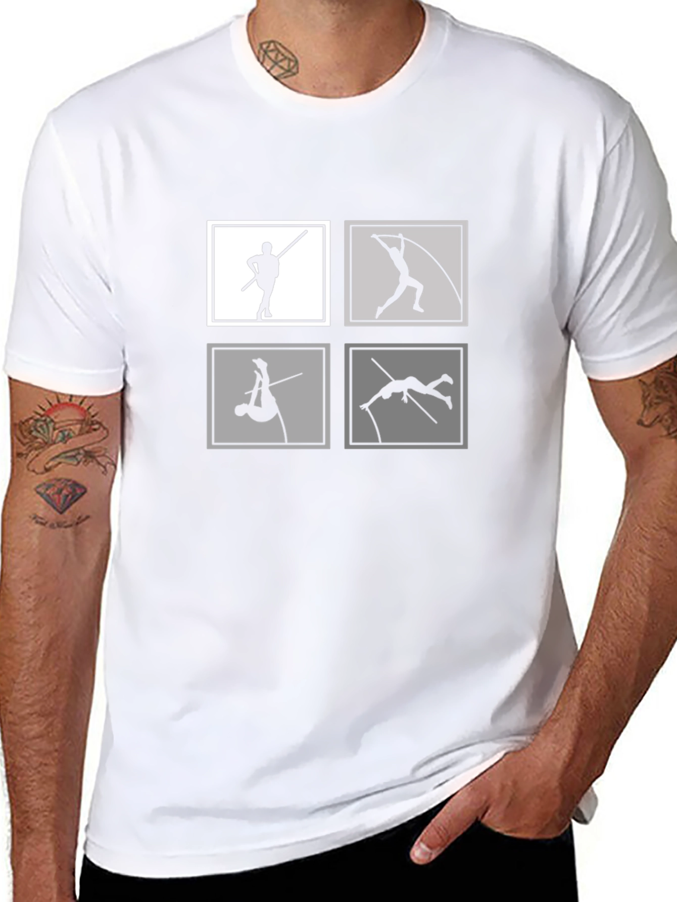 Pole Vault Silhouette Tee - Black Graphic T-Shirt