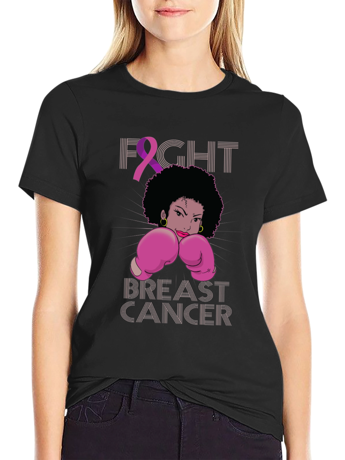Fight Breast Cancer Boxing Woman T-Shirt