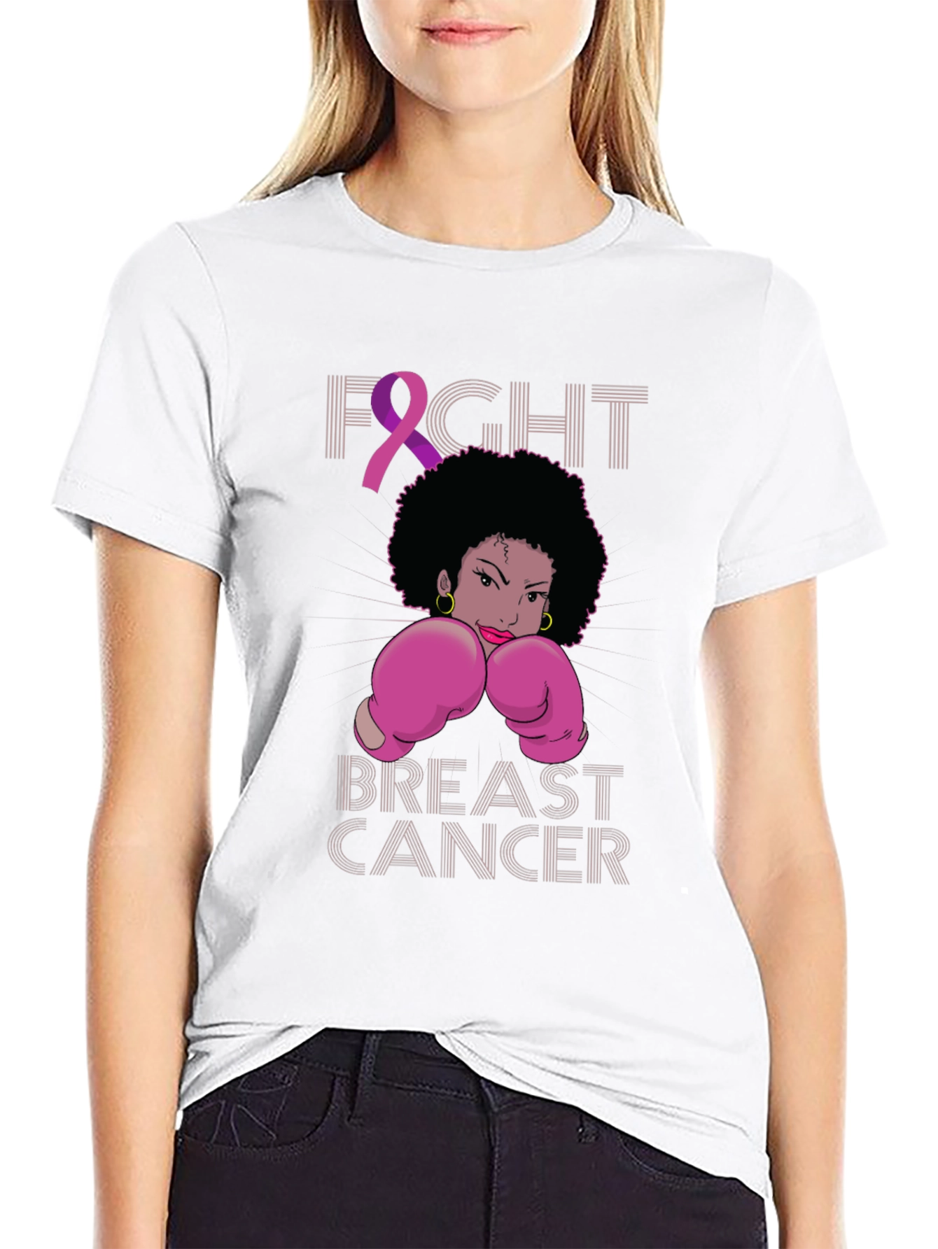 Fight Breast Cancer Boxing Woman T-Shirt