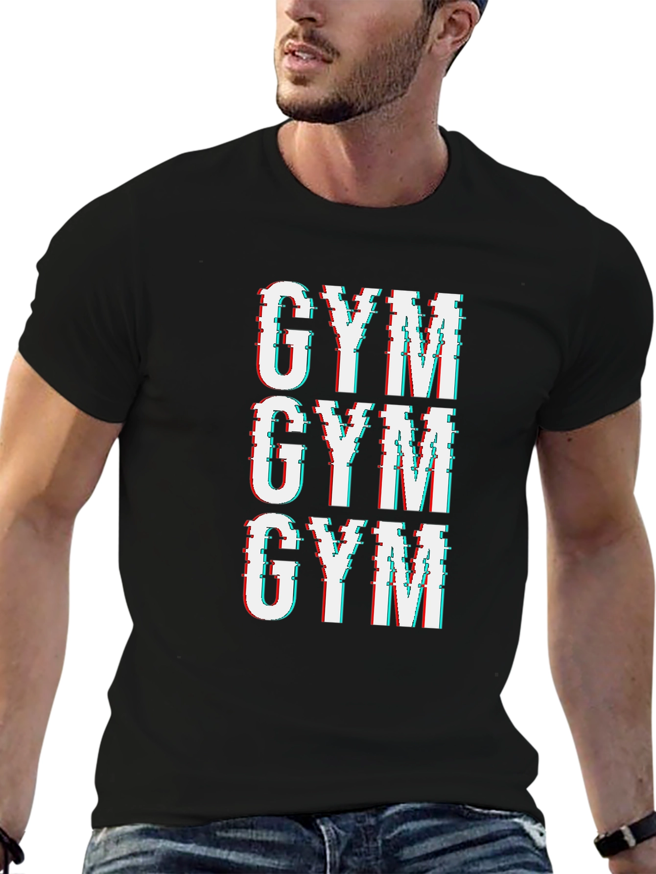 Gym Glitch T-Shirt - Black Graphic Tee