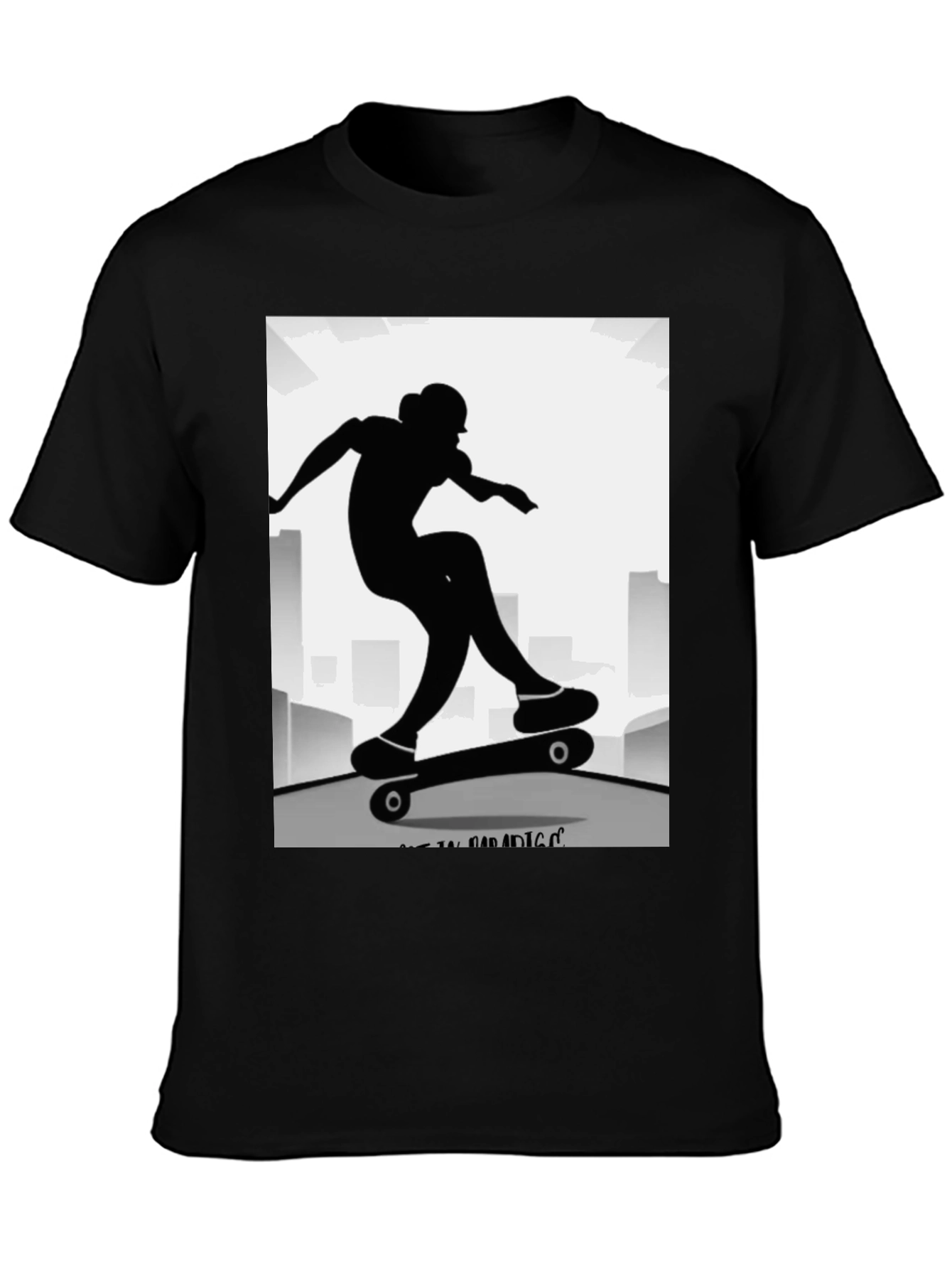 Skater Silhouette Graphic Tee - Black