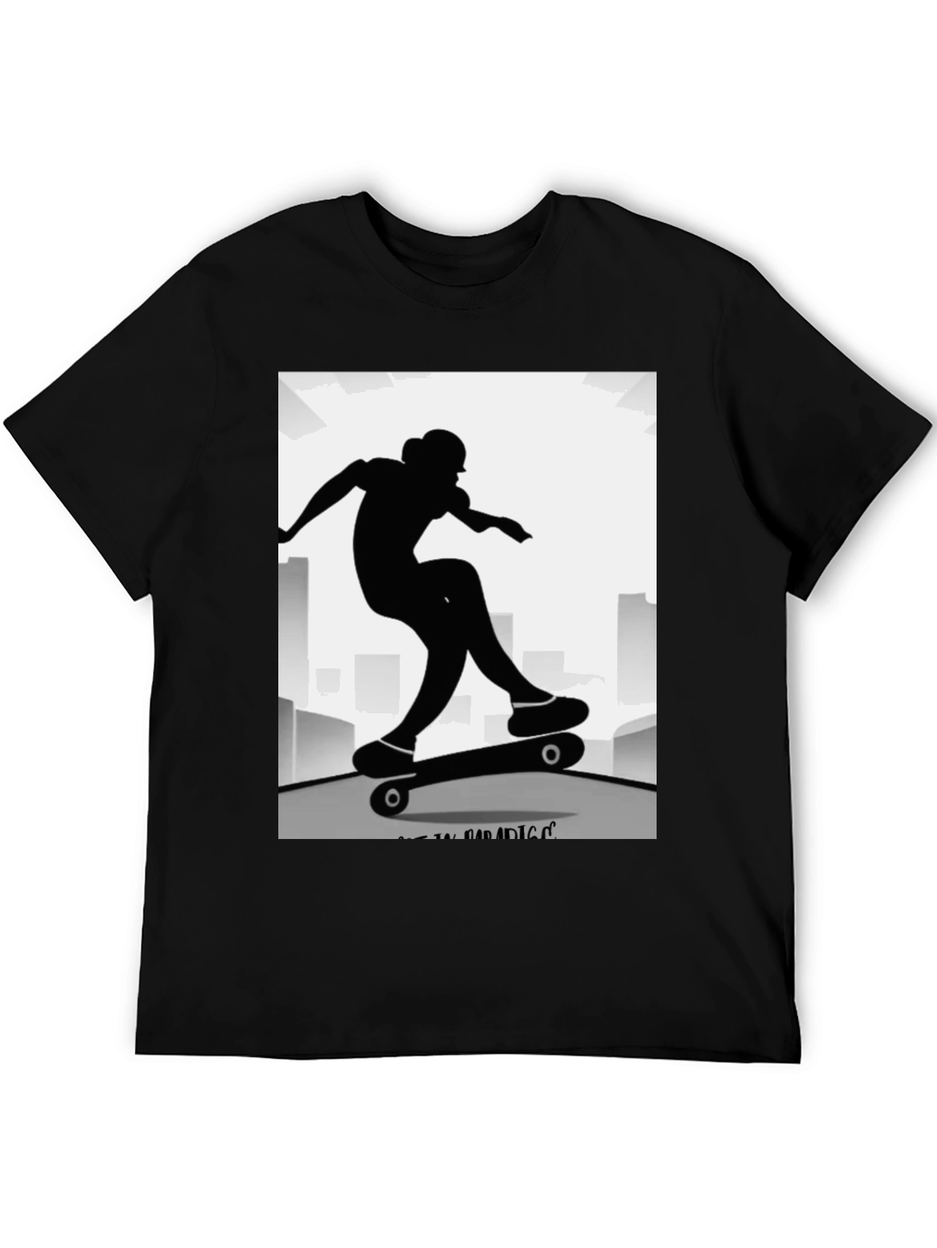 Skater Silhouette Graphic Tee - Black