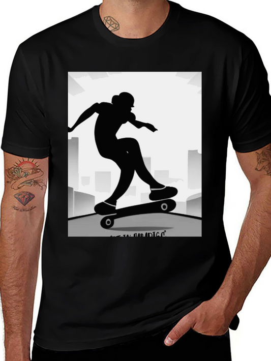 Skater Silhouette Graphic Tee - Black