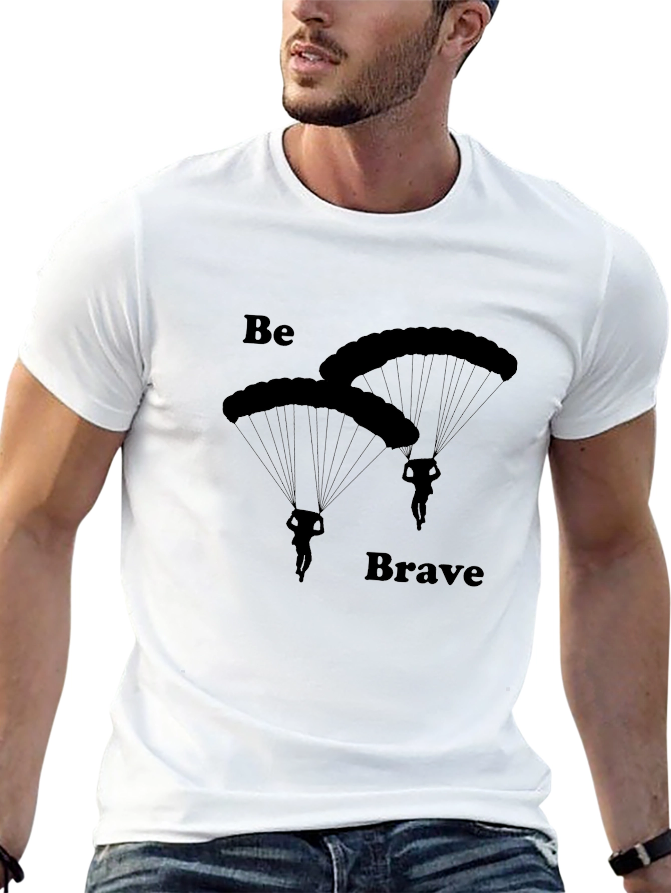 Be Brave Skydiving T-Shirt - Black Cotton Tee