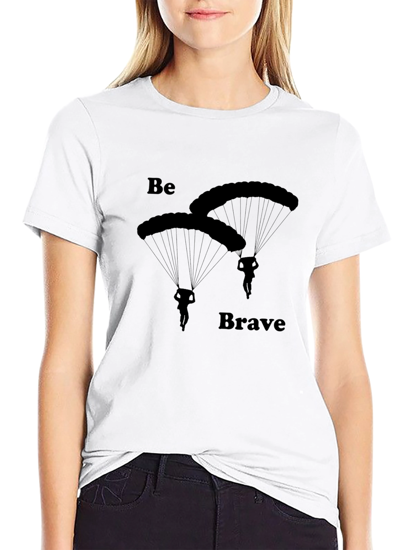 Be Brave Skydiving T-Shirt - Black Cotton Tee