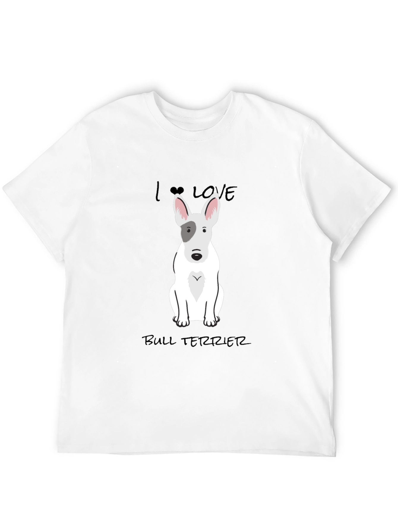 I Love Bull Terrier Black T-Shirt