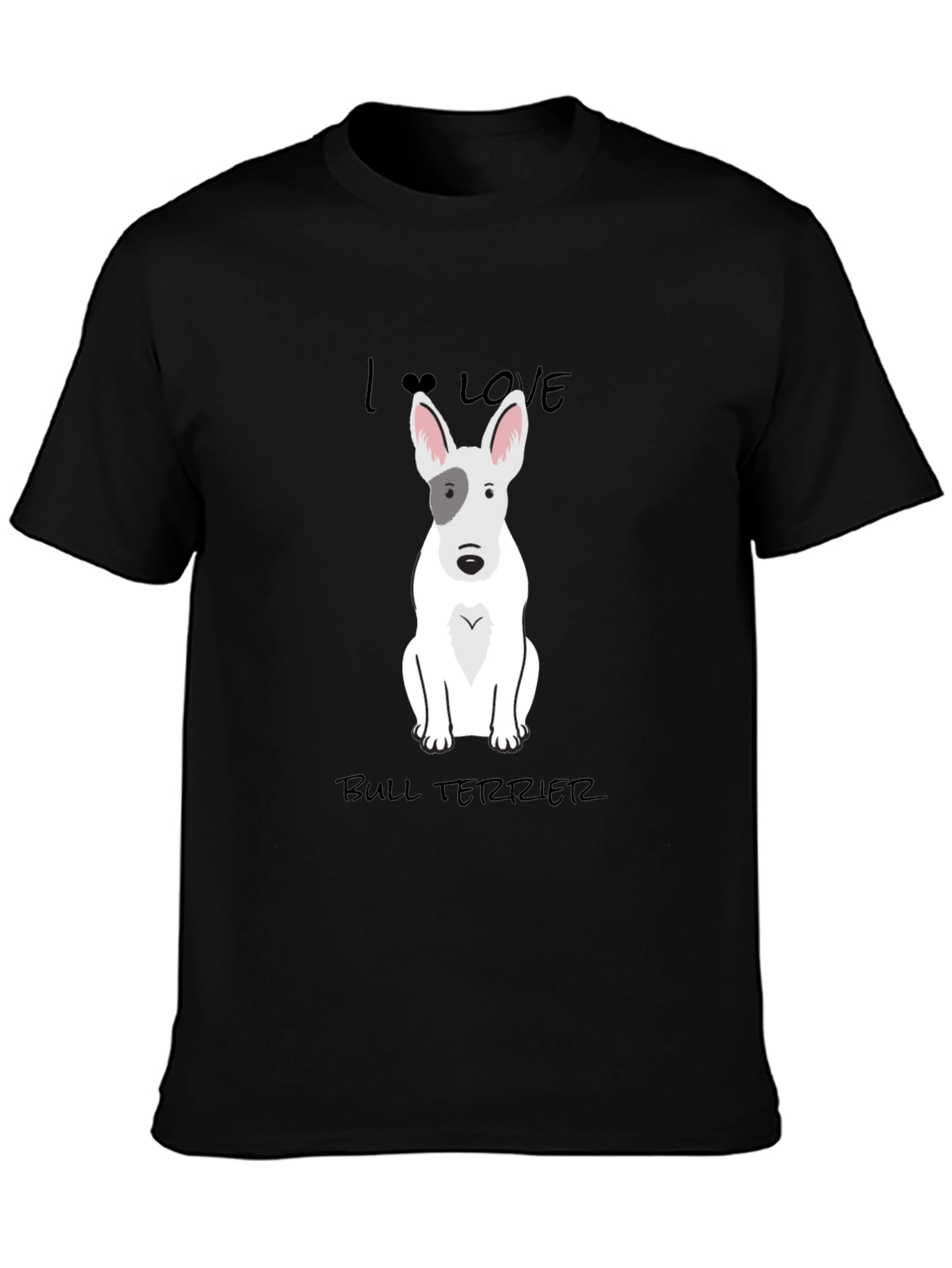 I Love Bull Terrier Black T-Shirt