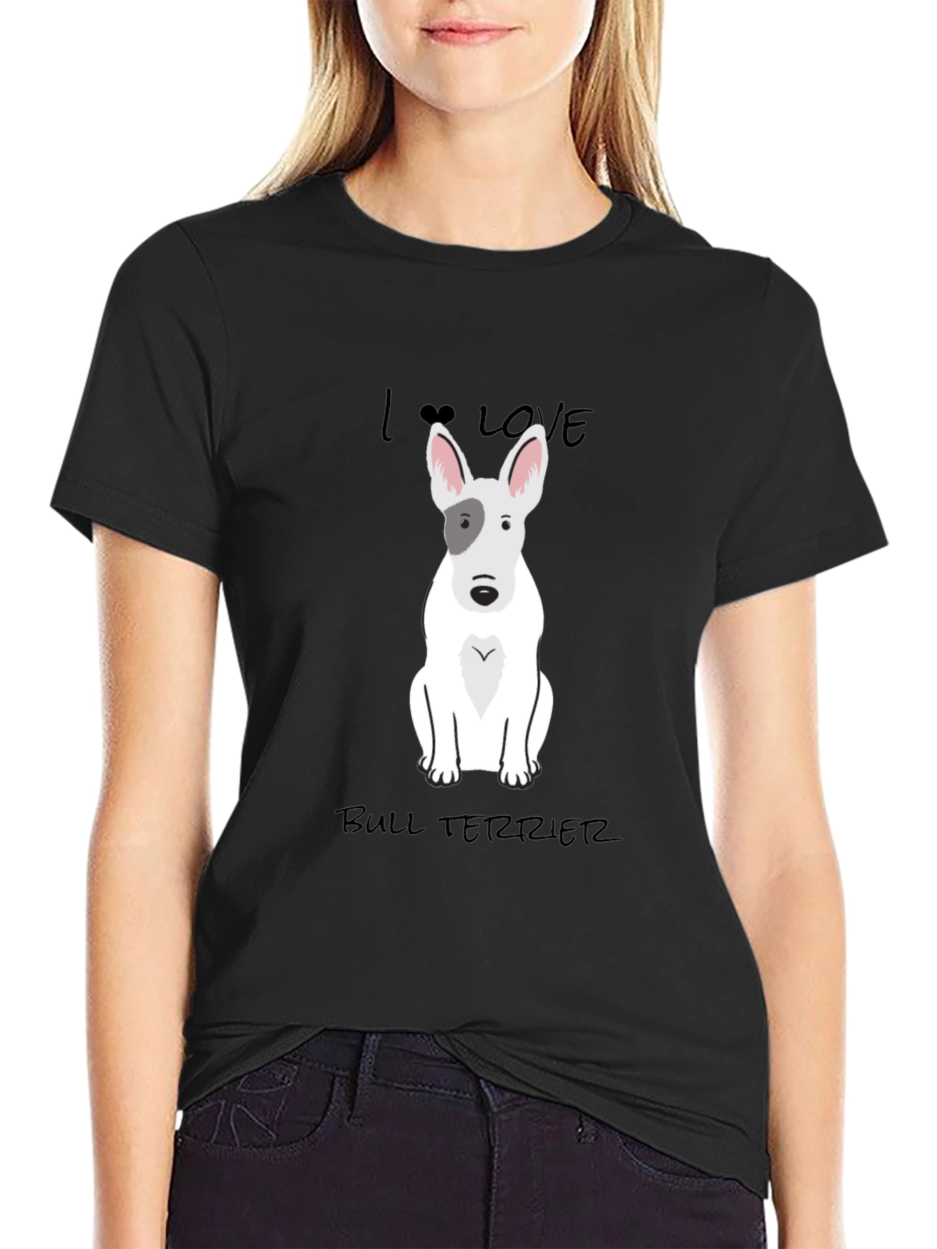 I Love Bull Terrier Black T-Shirt