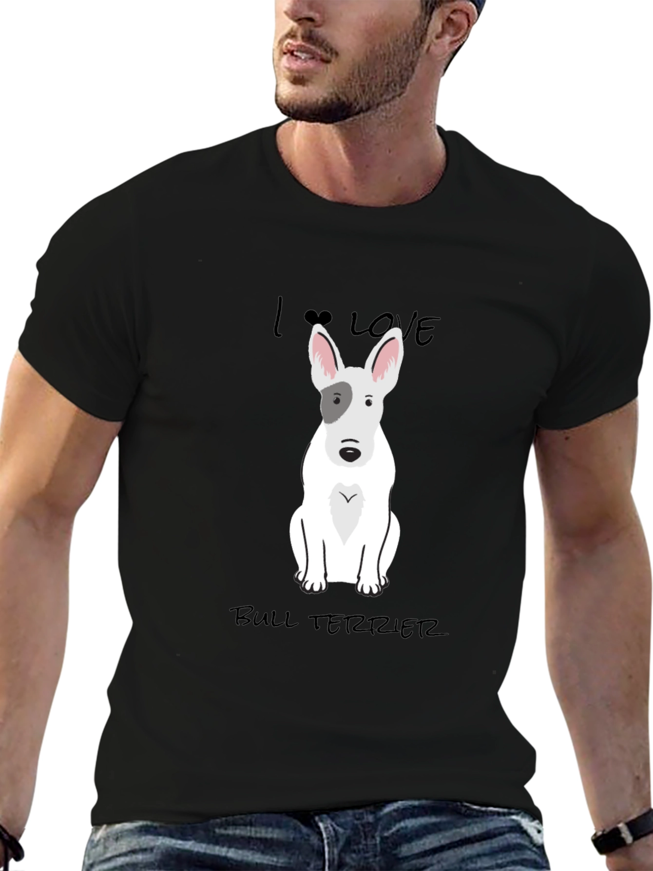 I Love Bull Terrier Black T-Shirt