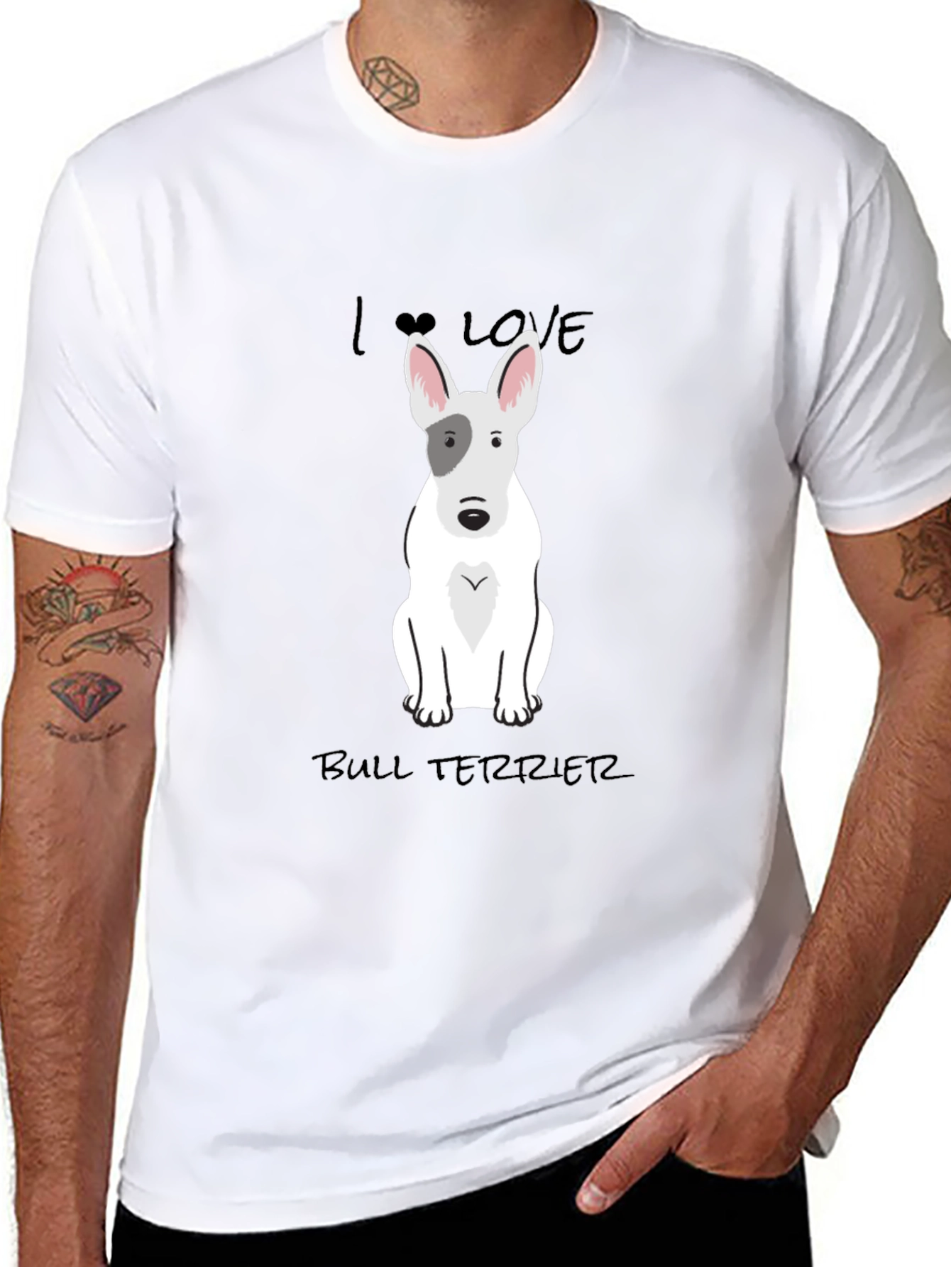 I Love Bull Terrier Black T-Shirt