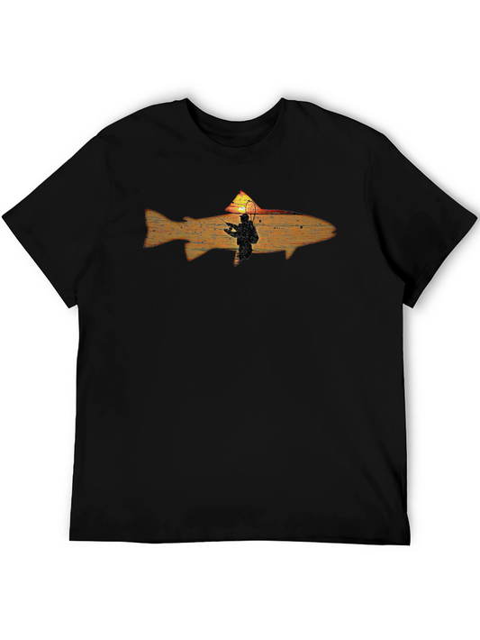 Fishing Sunset T-Shirt - Angler Silhouette Tee