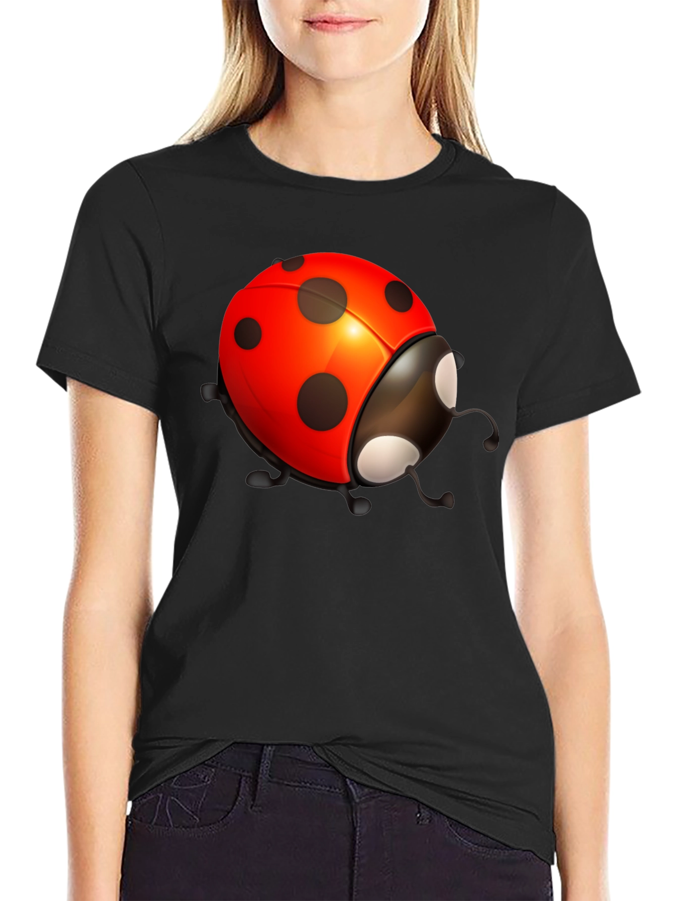 Ladybug Graphic Black T-Shirt - Stylish Bug Tee