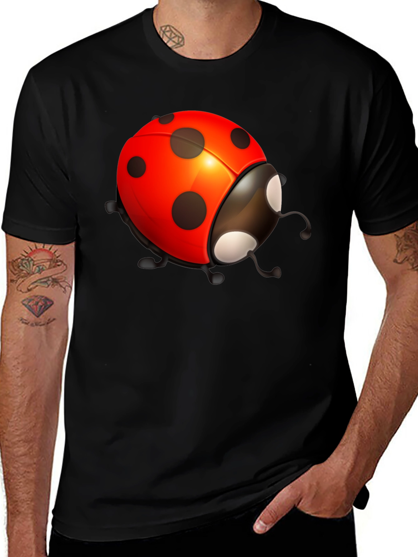 Ladybug Graphic Black T-Shirt - Stylish Bug Tee