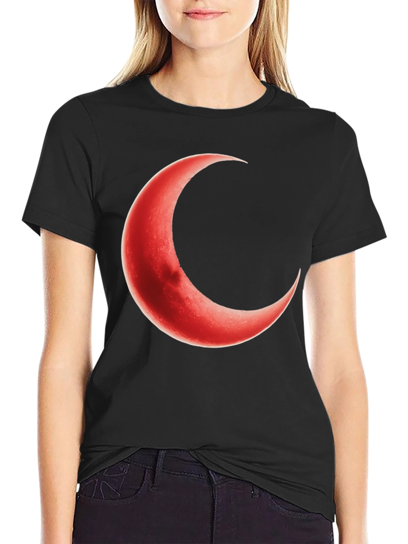 Crescent Moon Graphic Black T-Shirt