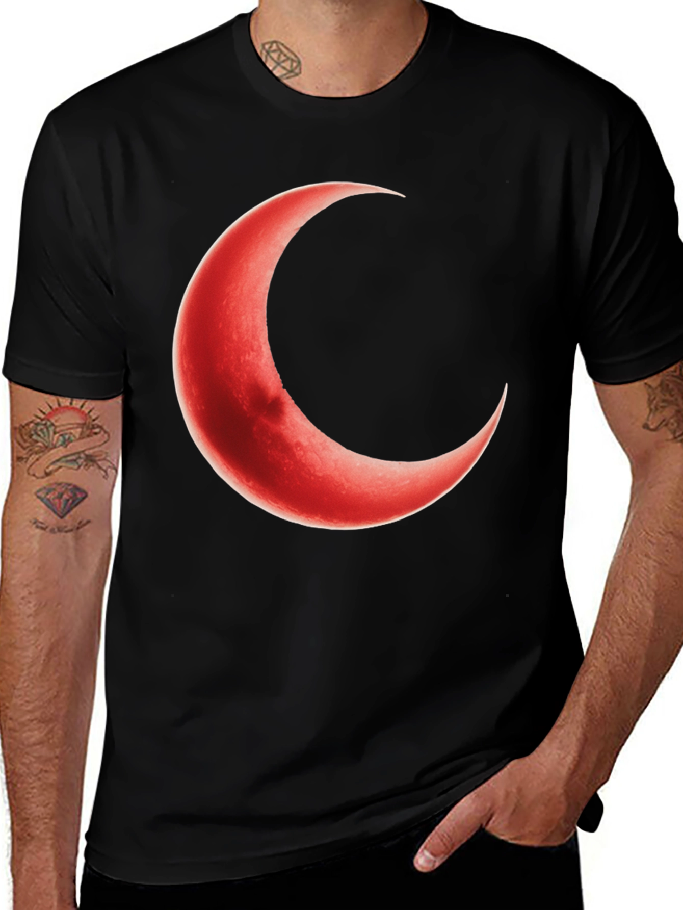 Crescent Moon Graphic Black T-Shirt
