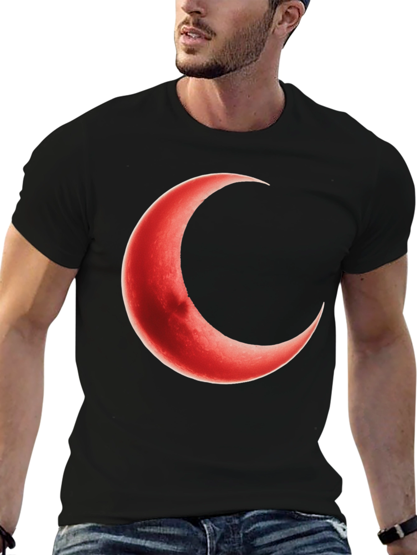 Crescent Moon Graphic Black T-Shirt