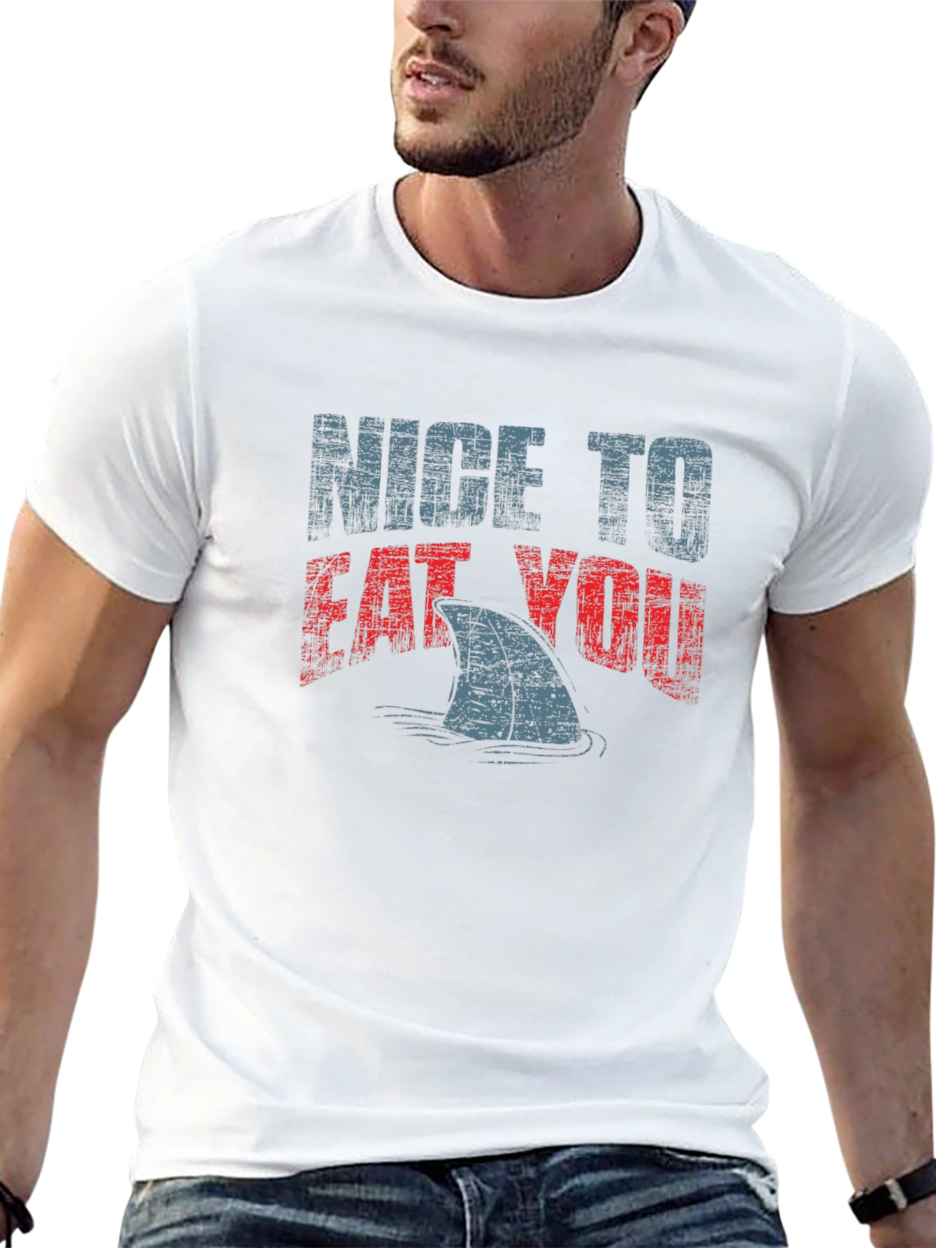 Nice To Eat You Shark Graphic Black T-Shirt