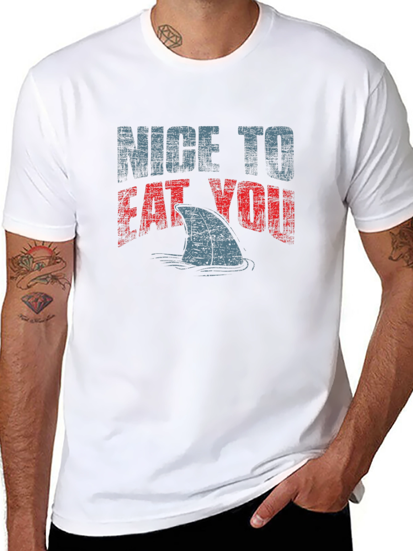 Nice To Eat You Shark Graphic Black T-Shirt