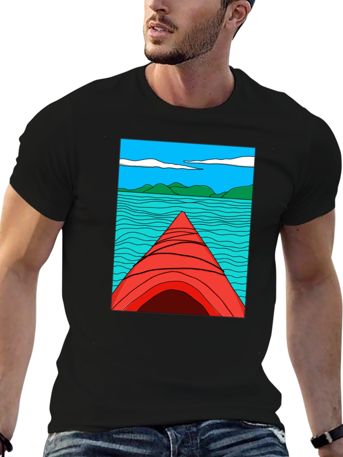 Kayak Lake View Graphic T-Shirt