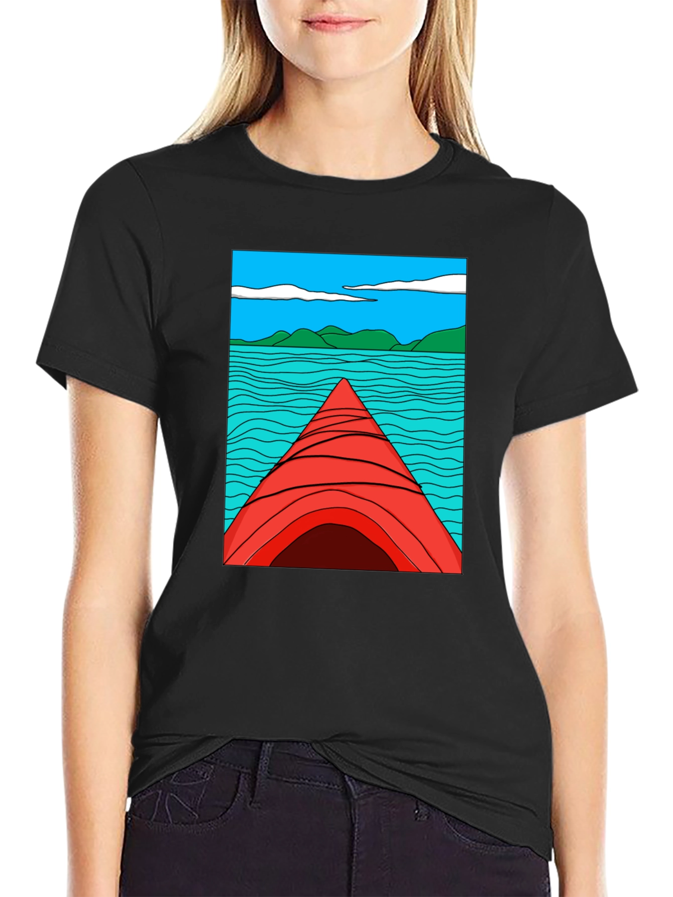 Kayak Lake View Graphic T-Shirt