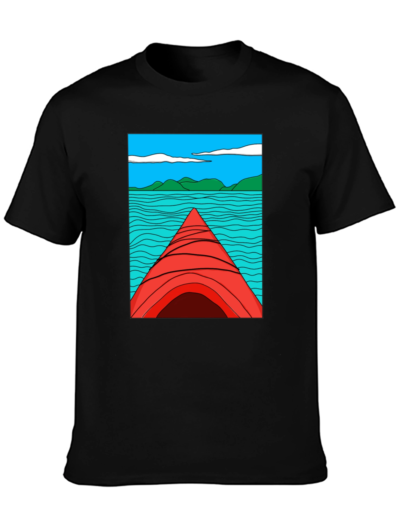 Kayak Lake View Graphic T-Shirt