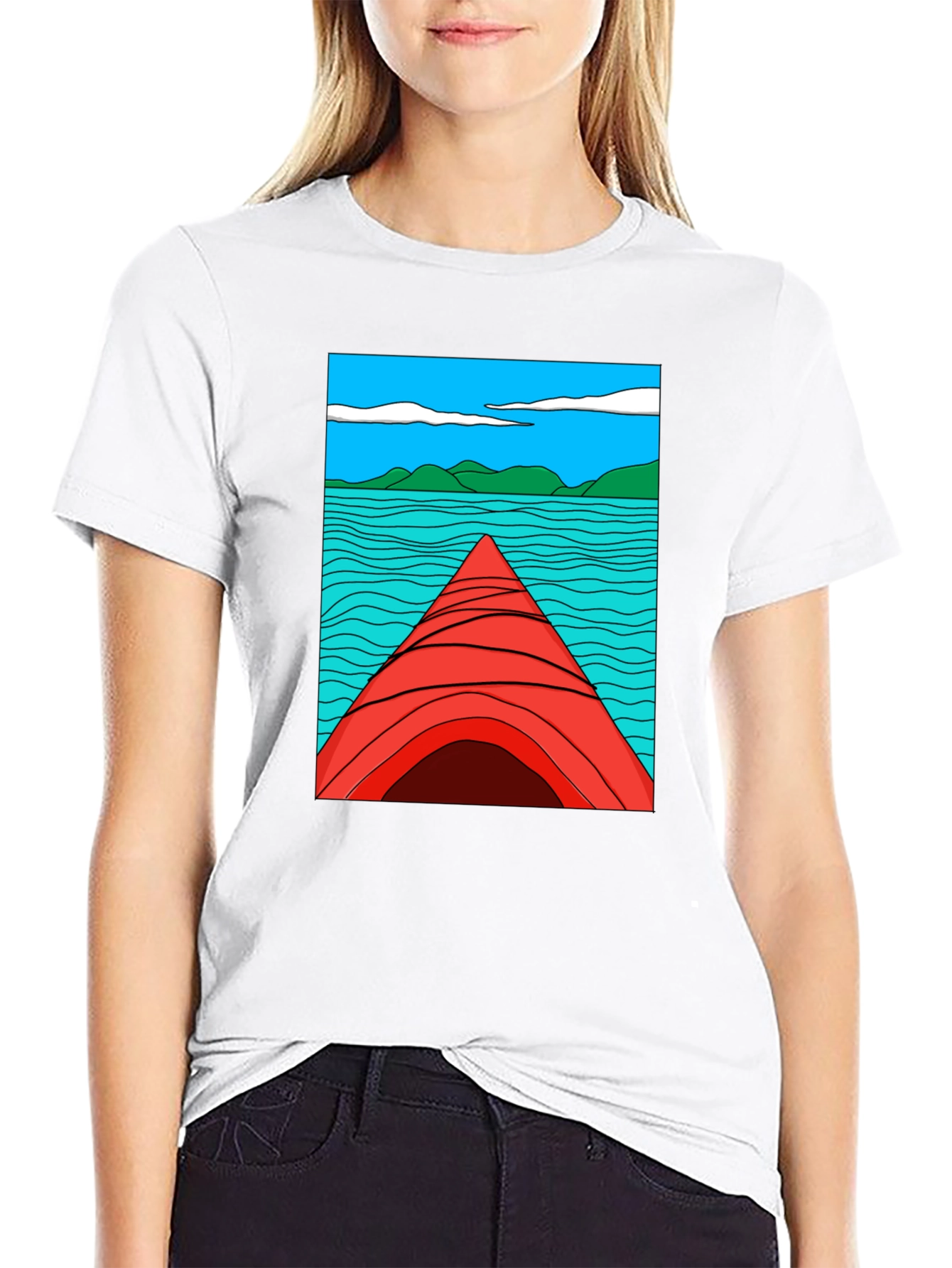 Kayak Lake View Graphic T-Shirt