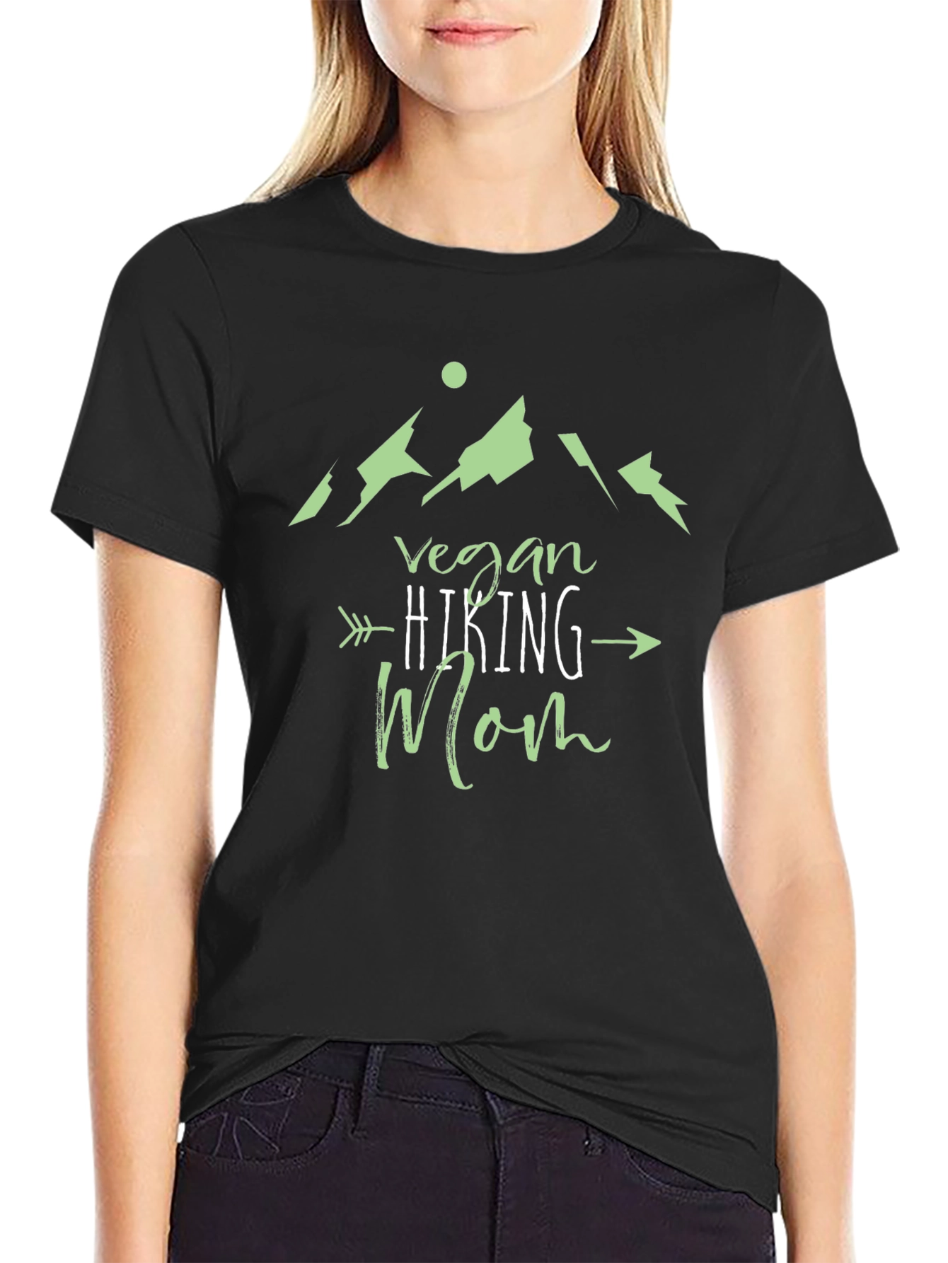 Vegan Hiking Mom T-Shirt - Black