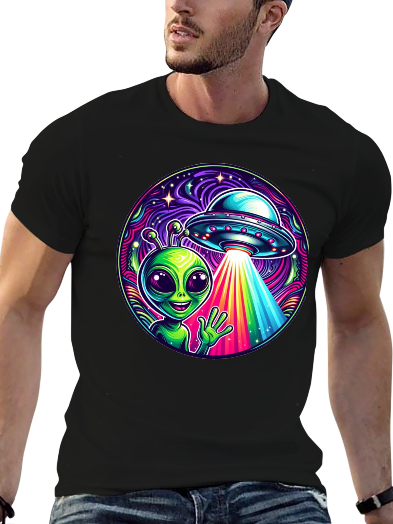 Alien UFO Abduction Graphic T-Shirt - Trendy and Unique!