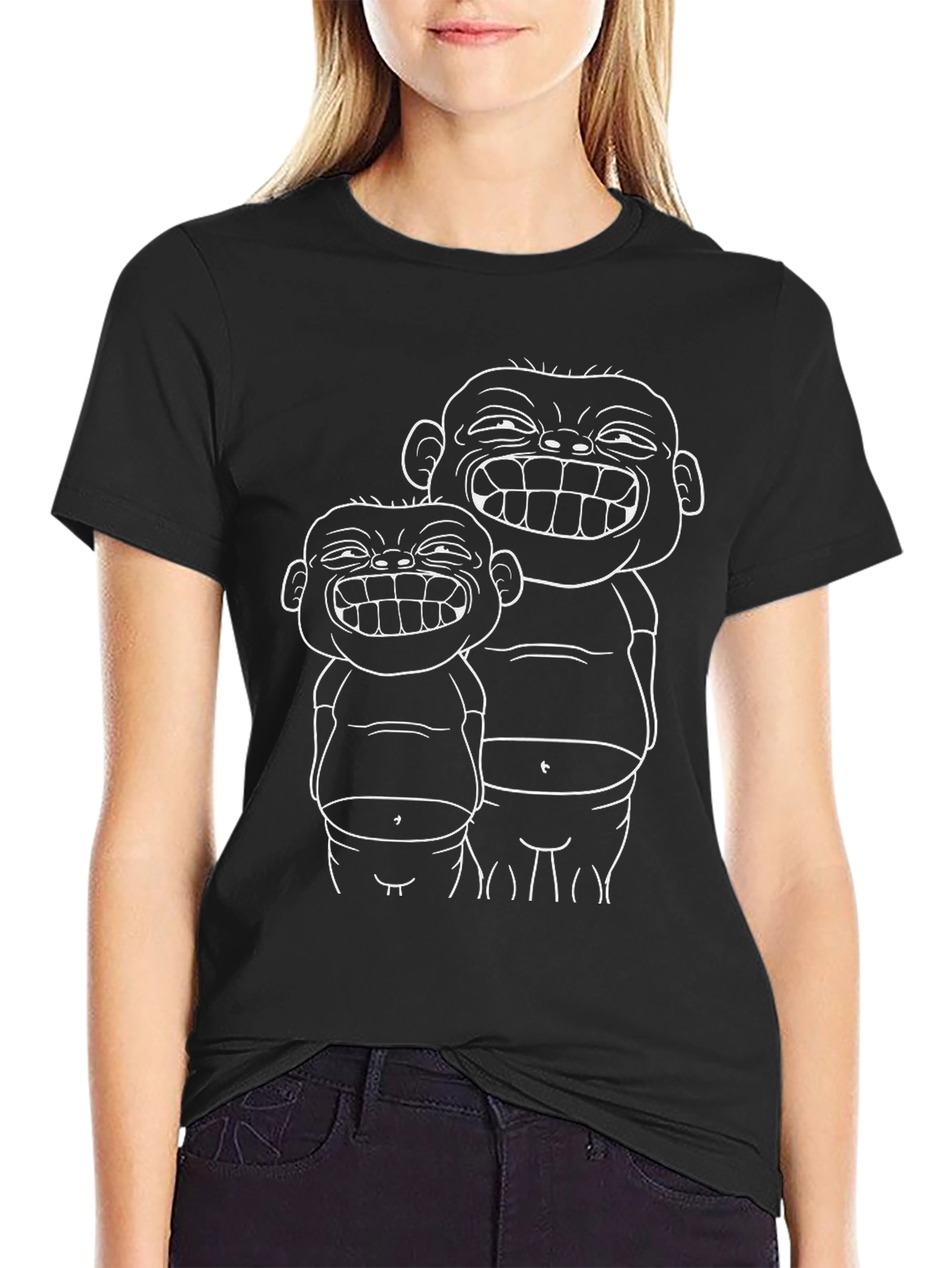 Funny Cartoon Graphic Black T-Shirt