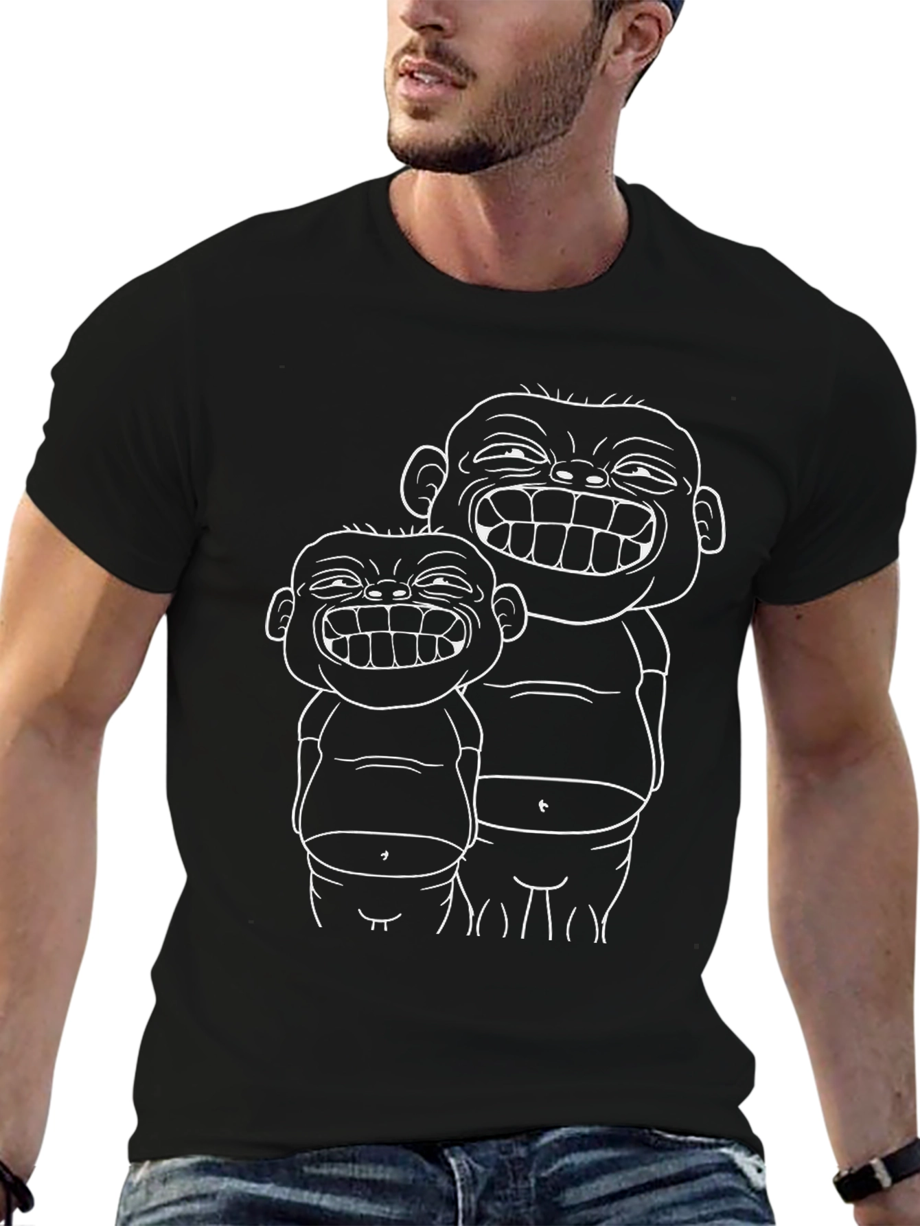 Funny Cartoon Graphic Black T-Shirt