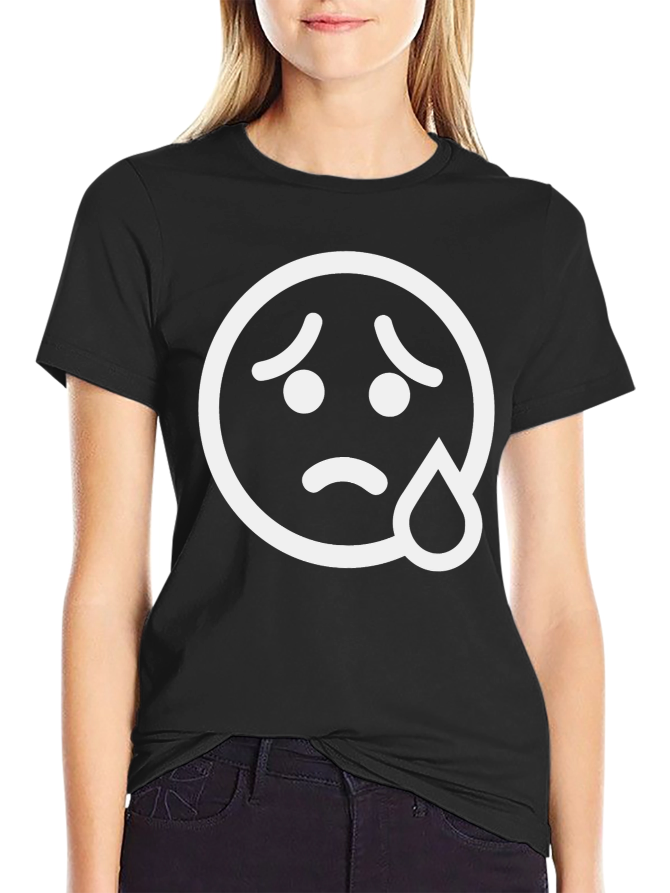 Sad Emoji T-Shirt - Black Graphic Tee
