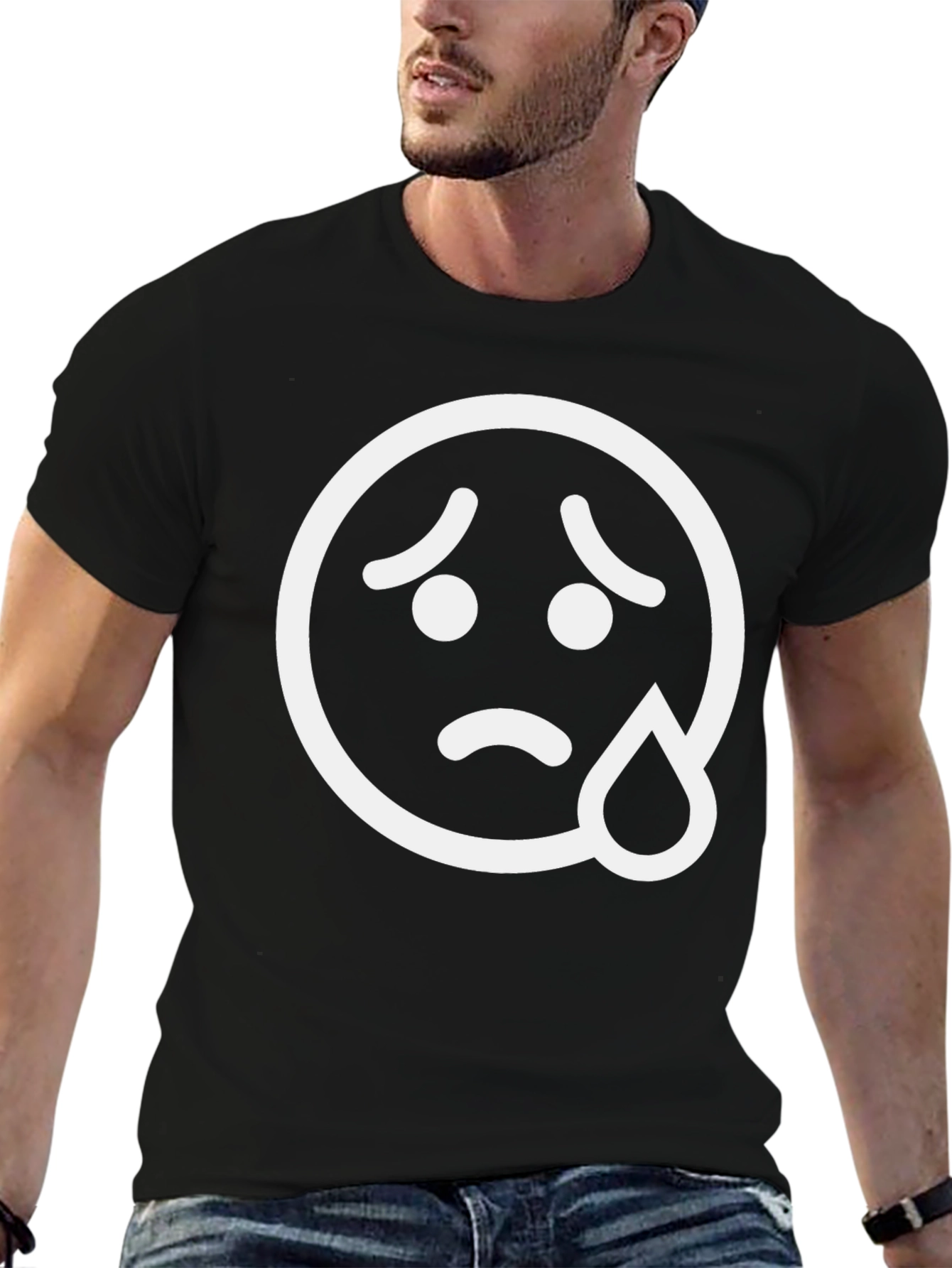 Sad Emoji T-Shirt - Black Graphic Tee