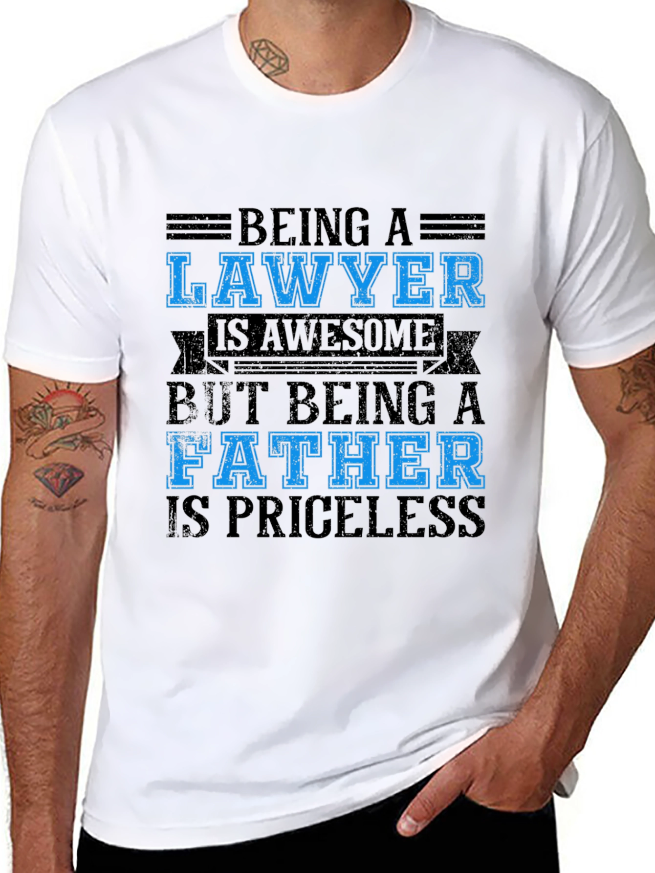 Lawyer Father Black T-Shirt - Priceless