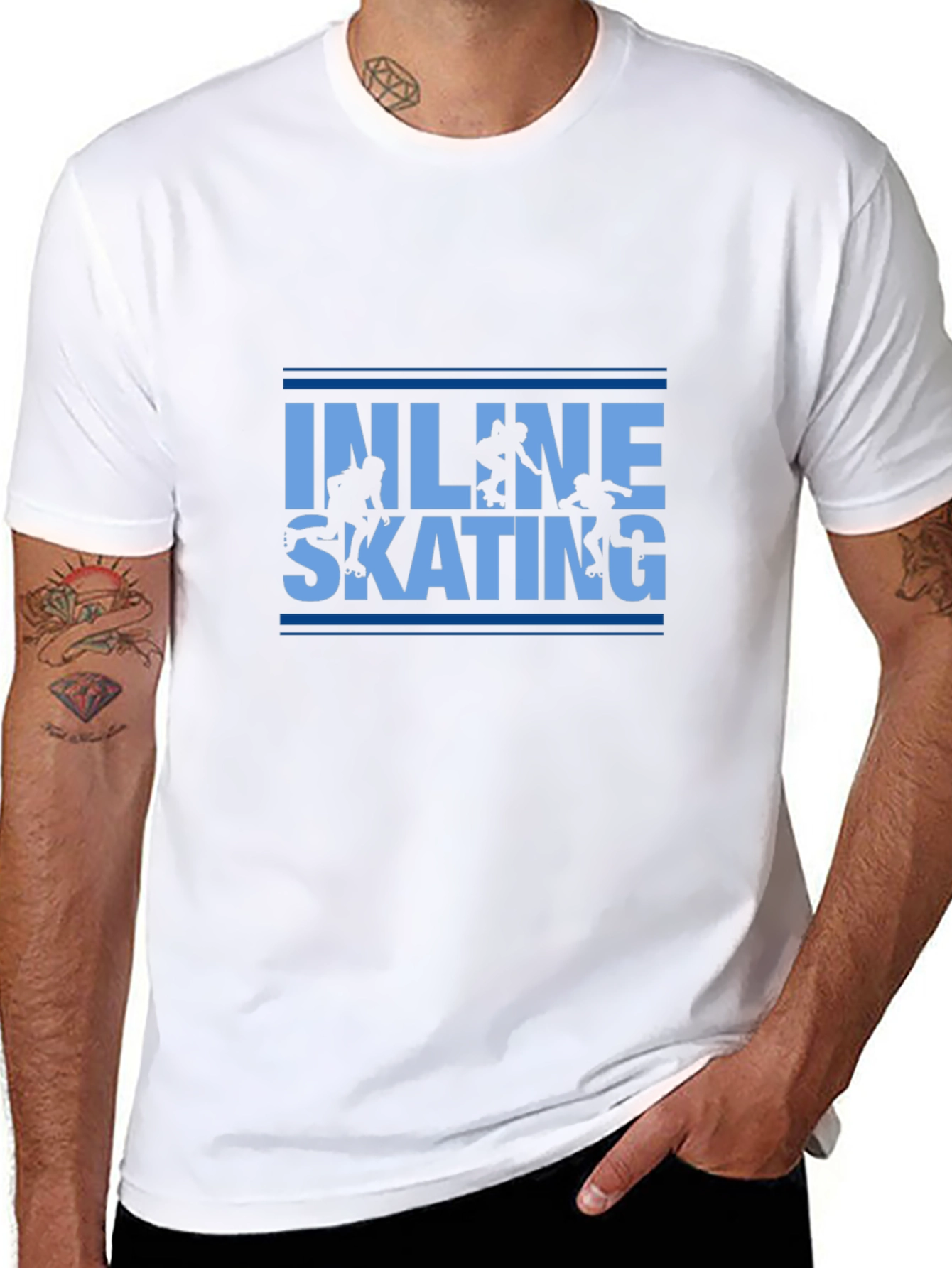 Inline Skating Graphic Tee - Black Cotton T-Shirt