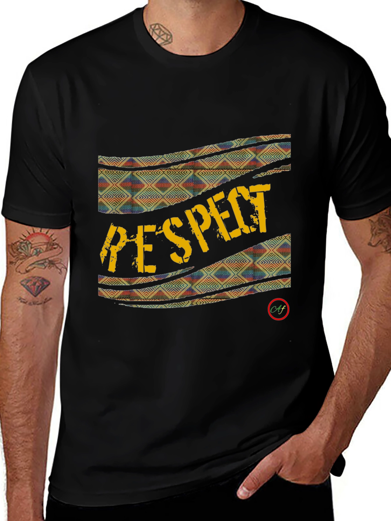 Respect Graphic Print Black T-Shirt