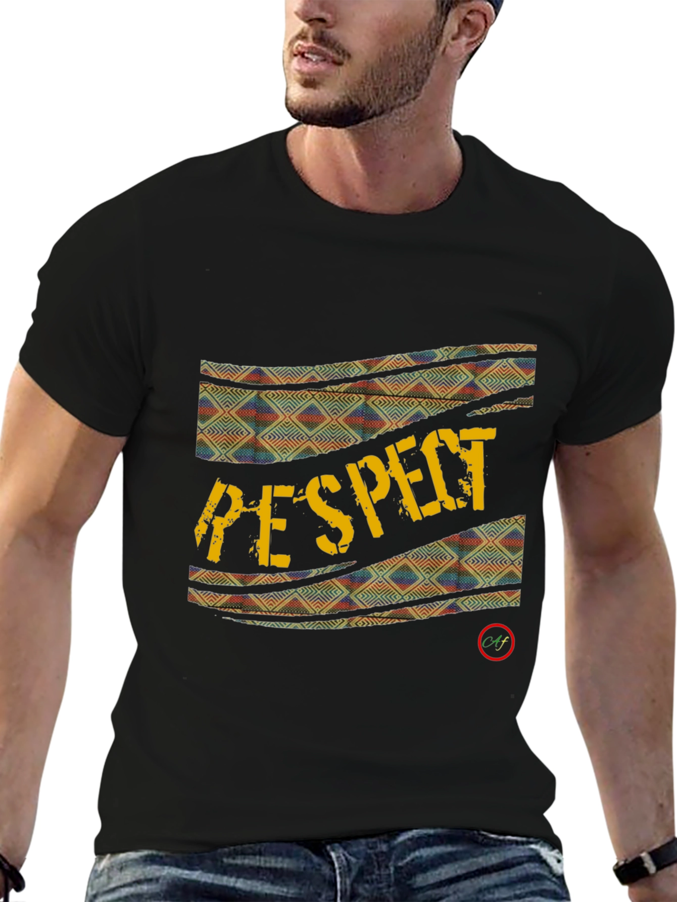 Respect Graphic Print Black T-Shirt