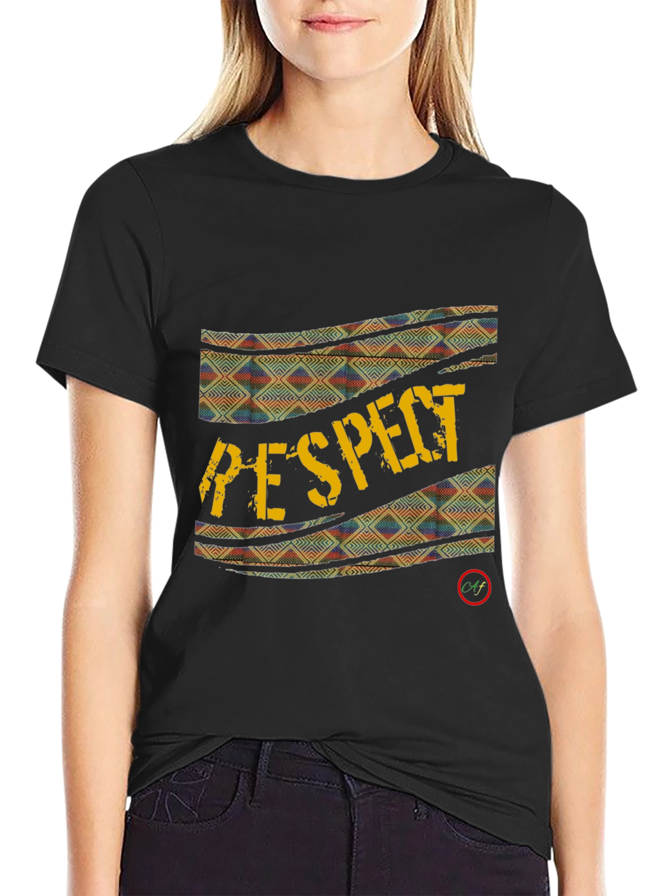 Respect Graphic Print Black T-Shirt