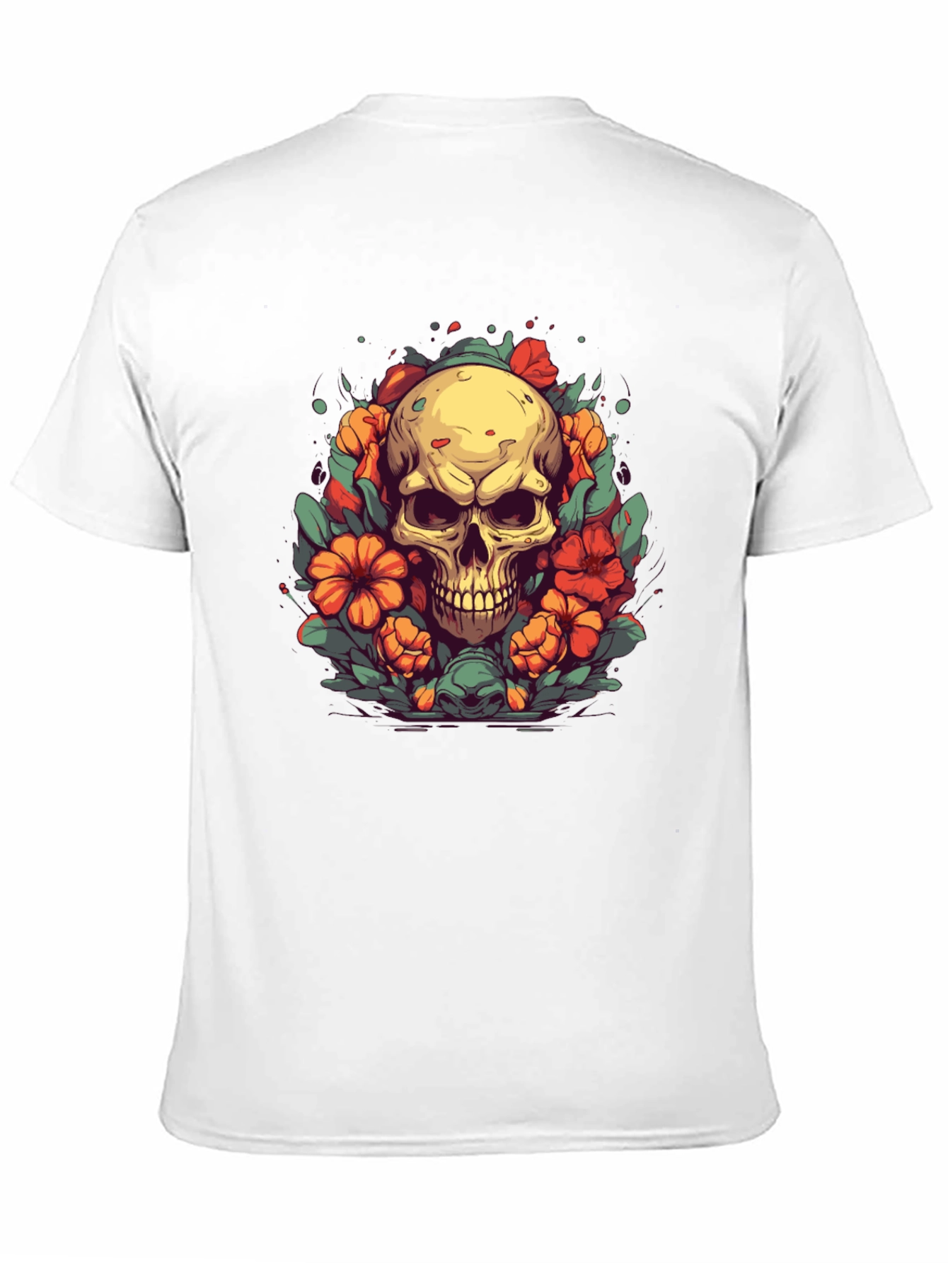 Skull & Flowers Graphic Tee - Black T-Shirt