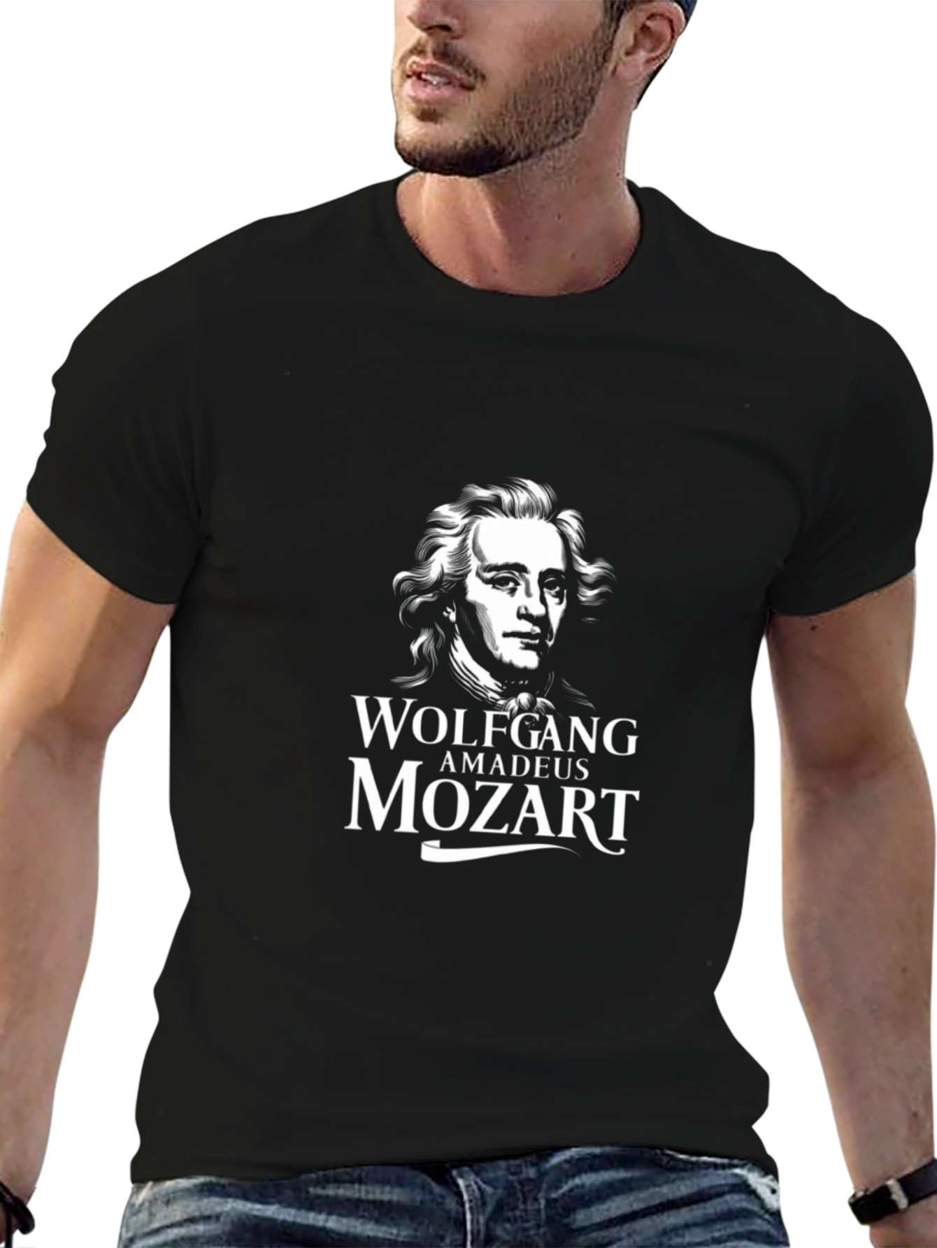 Wolfgang Amadeus Mozart Black T-Shirt