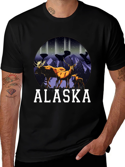 Alaska Deer & Moose Graphic Tee - Black