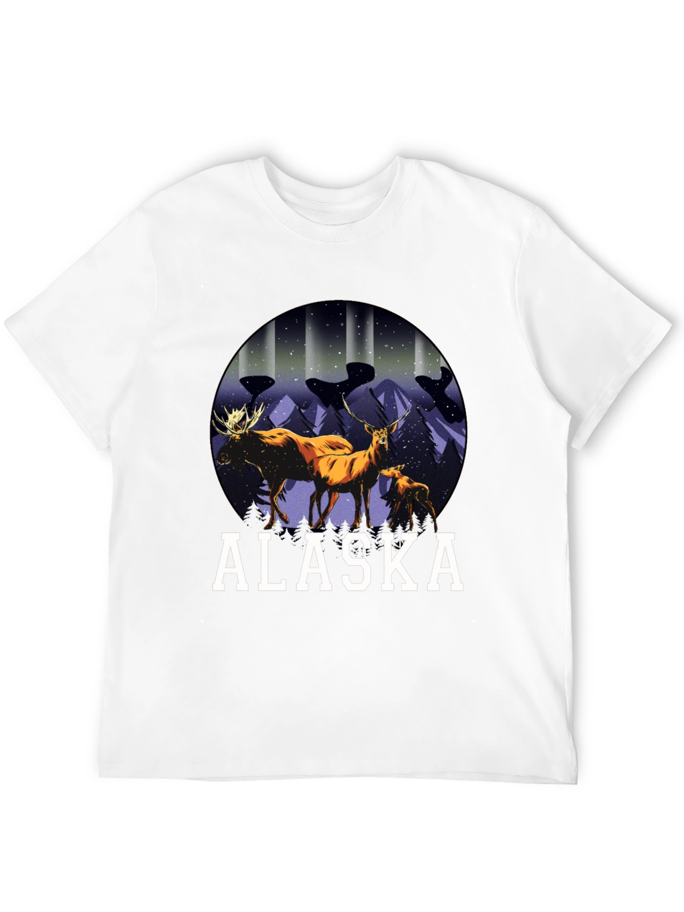 Alaska Deer & Moose Graphic Tee - Black