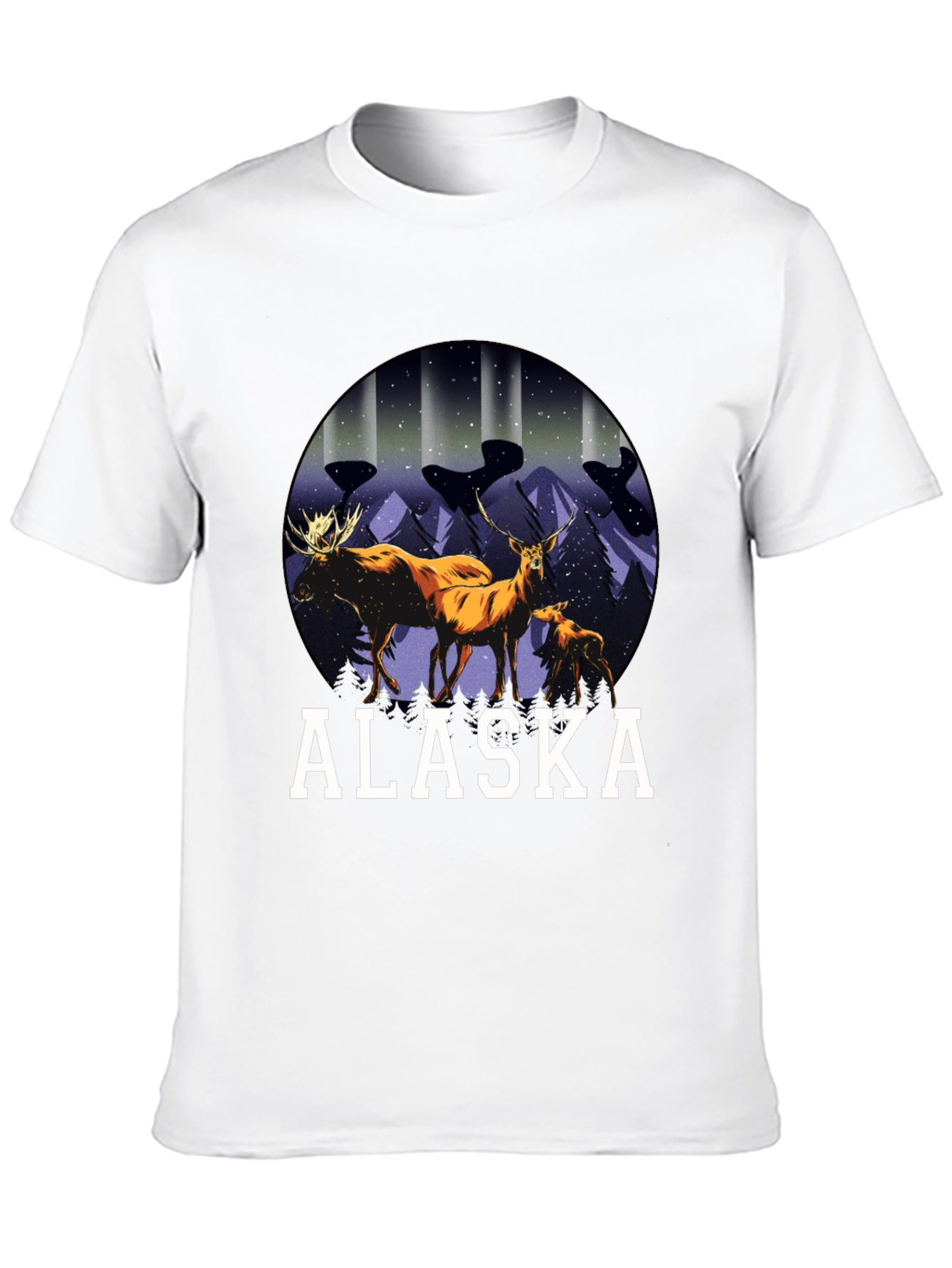 Alaska Deer & Moose Graphic Tee - Black