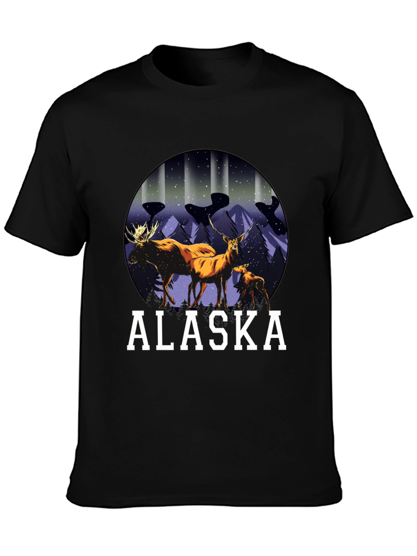 Alaska Deer & Moose Graphic Tee - Black