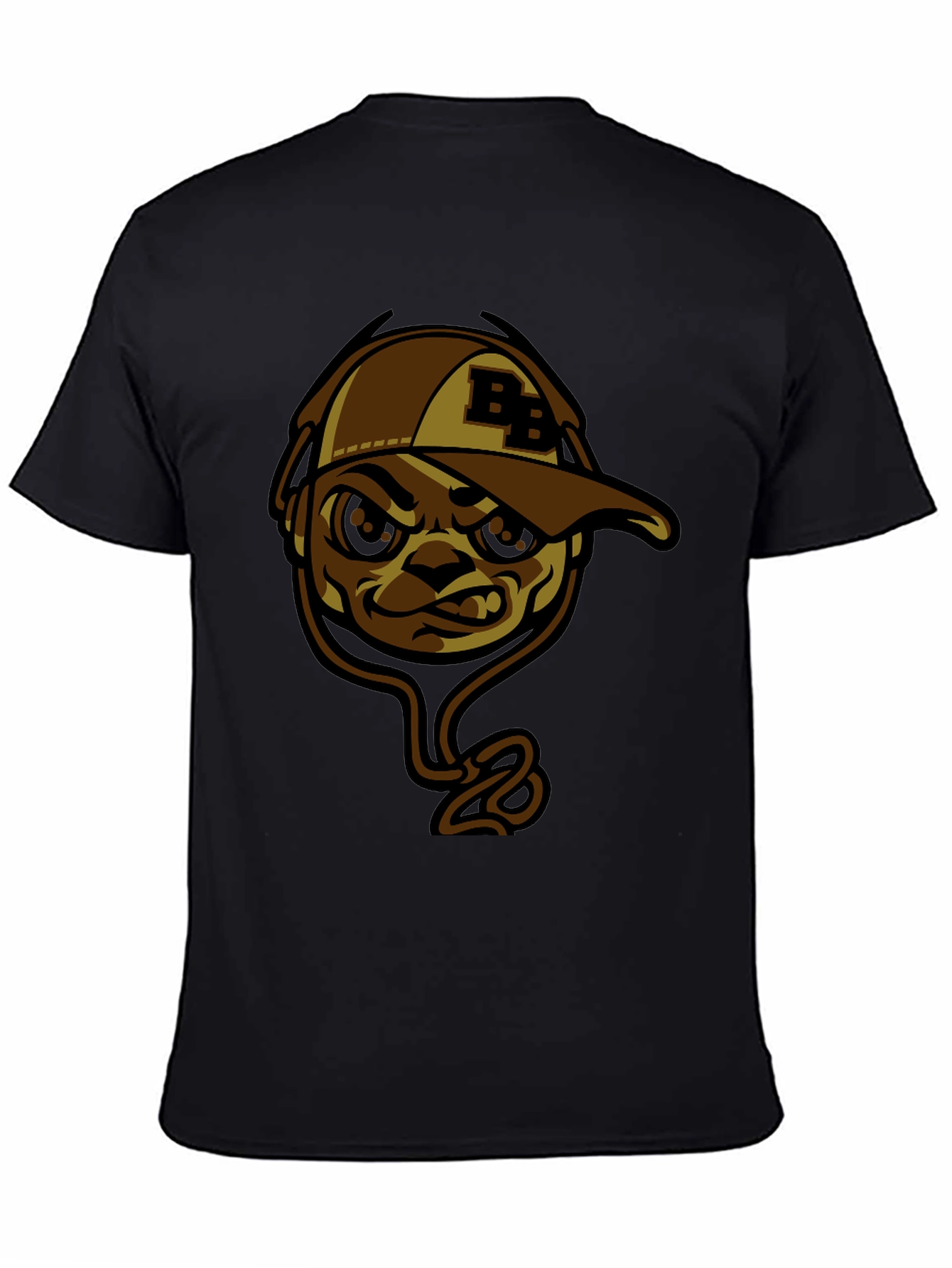 Cool BB Cap Cartoon Graphic Black T-Shirt